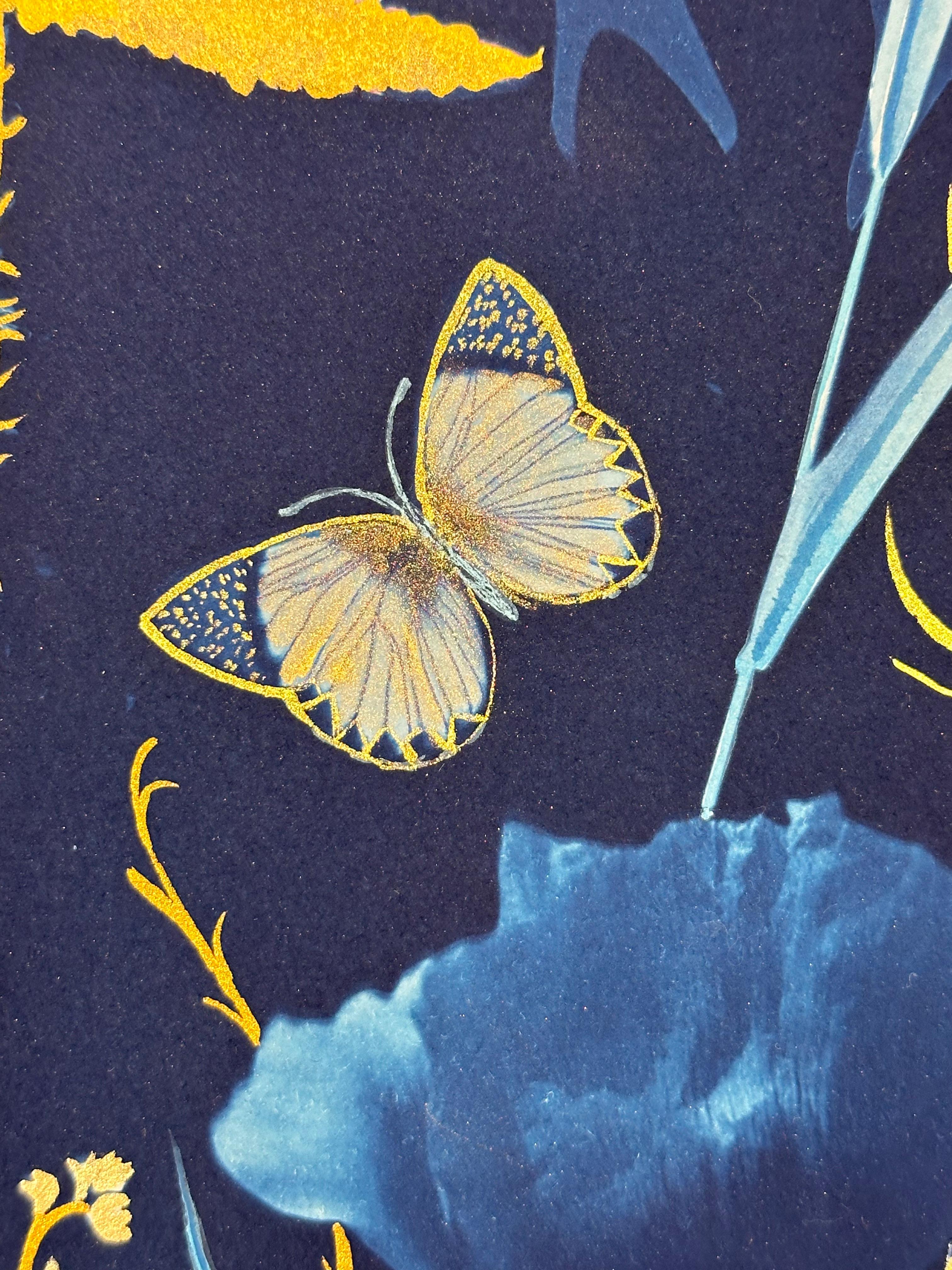 Felci Gold Flora - Pittura botanica in cianotipia Fiori blu Felci, 2021-'24 6