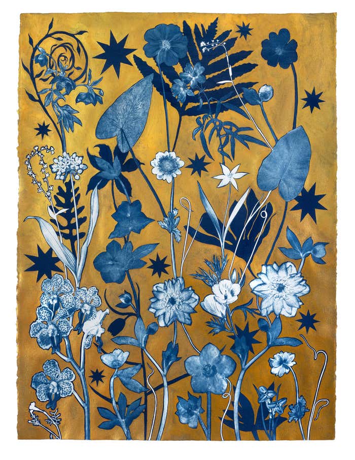 Julia Whitney Barnes - Gold Flora Shadows Orchid - Metallic Botanical ...