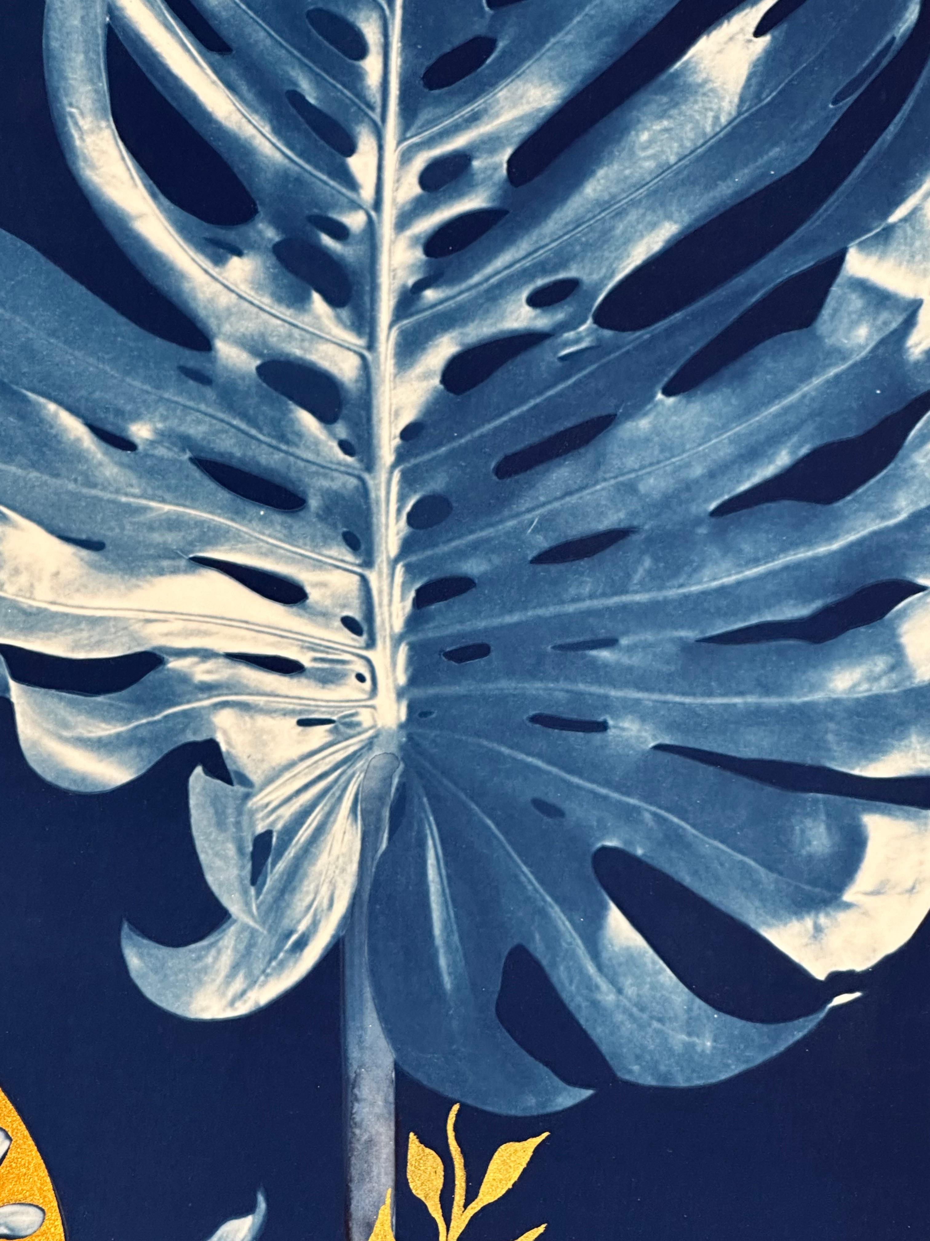 Gold Flora Shadows Tulips - Botanical Cyanotype Painting Flowers, 2023-'24 3