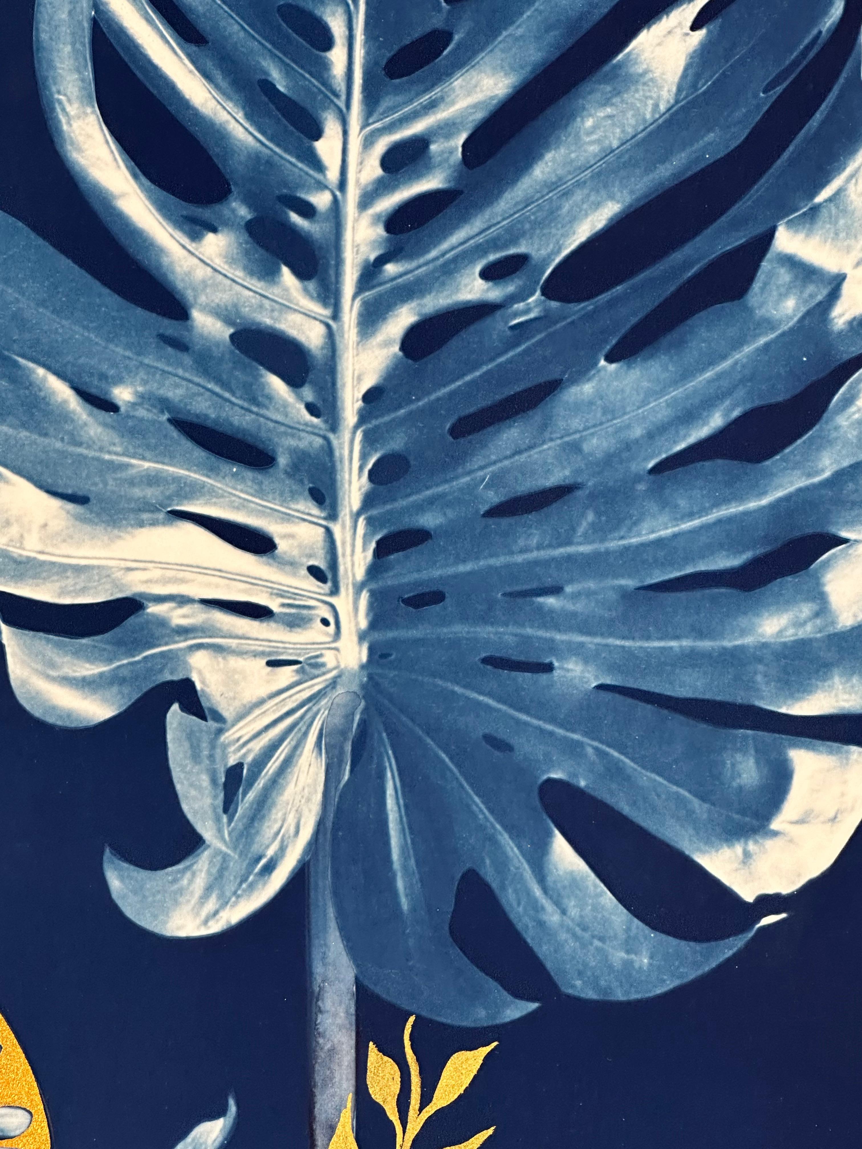 Gold Flora Shadows Tulips - Botanical Cyanotype Painting Flowers, 2023-'24 4