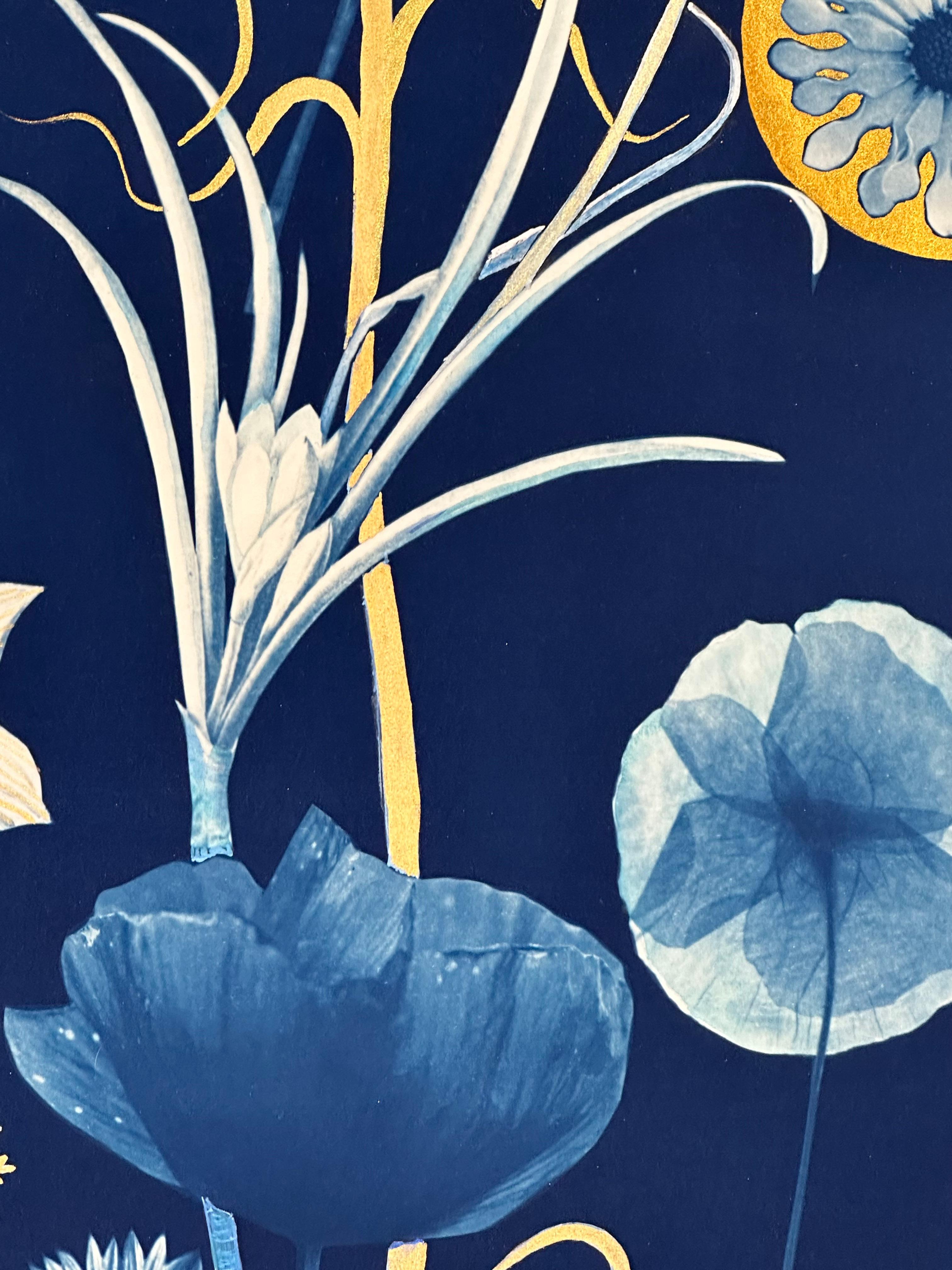 Gold Flora Shadows Tulips - Botanical Cyanotype Painting Flowers, 2023-'24 6