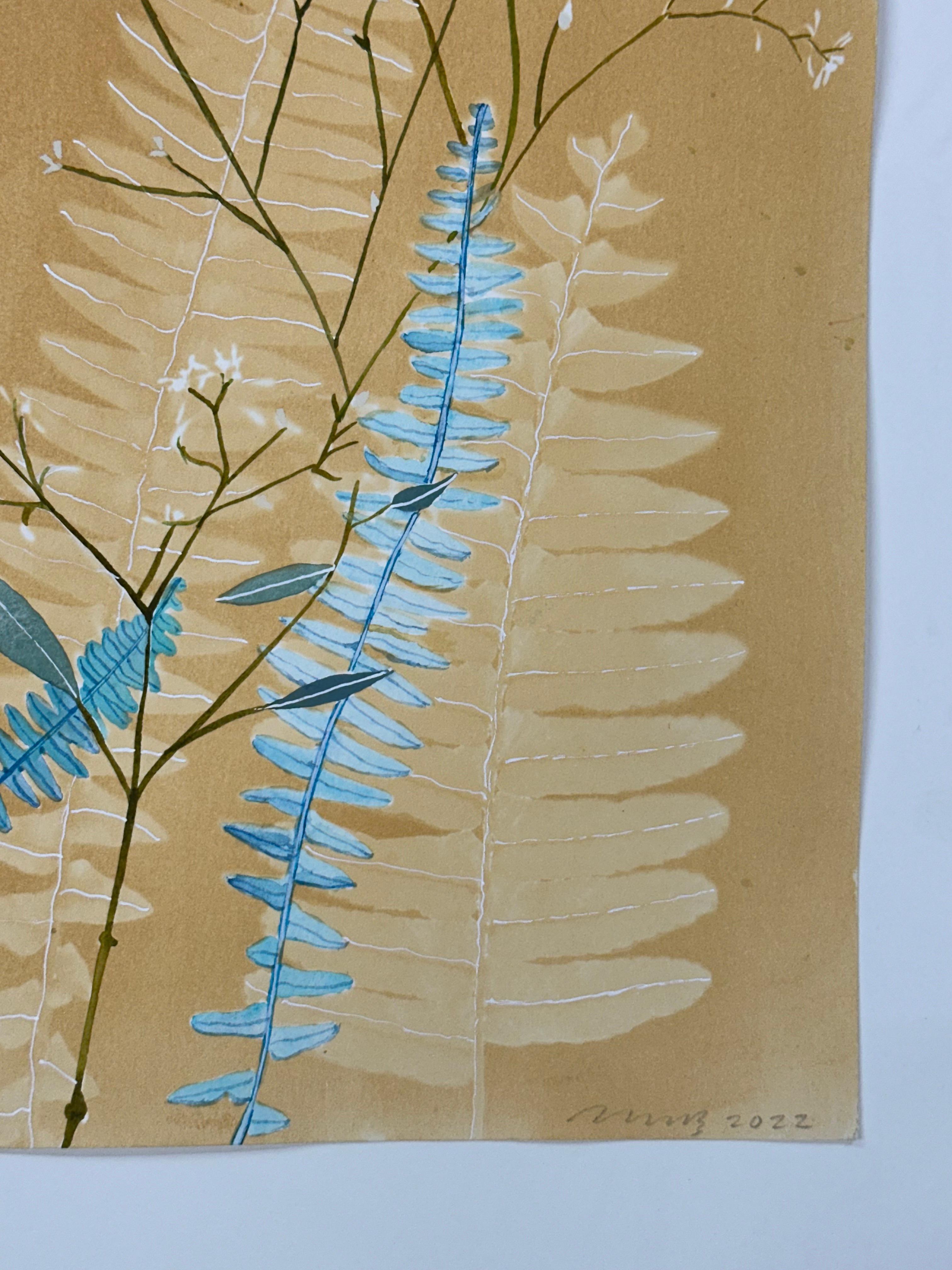 Naturaleza Luminosa Geranios - Pintura Botánica Cianotipia Flores Pájaro, 2021-'22 4