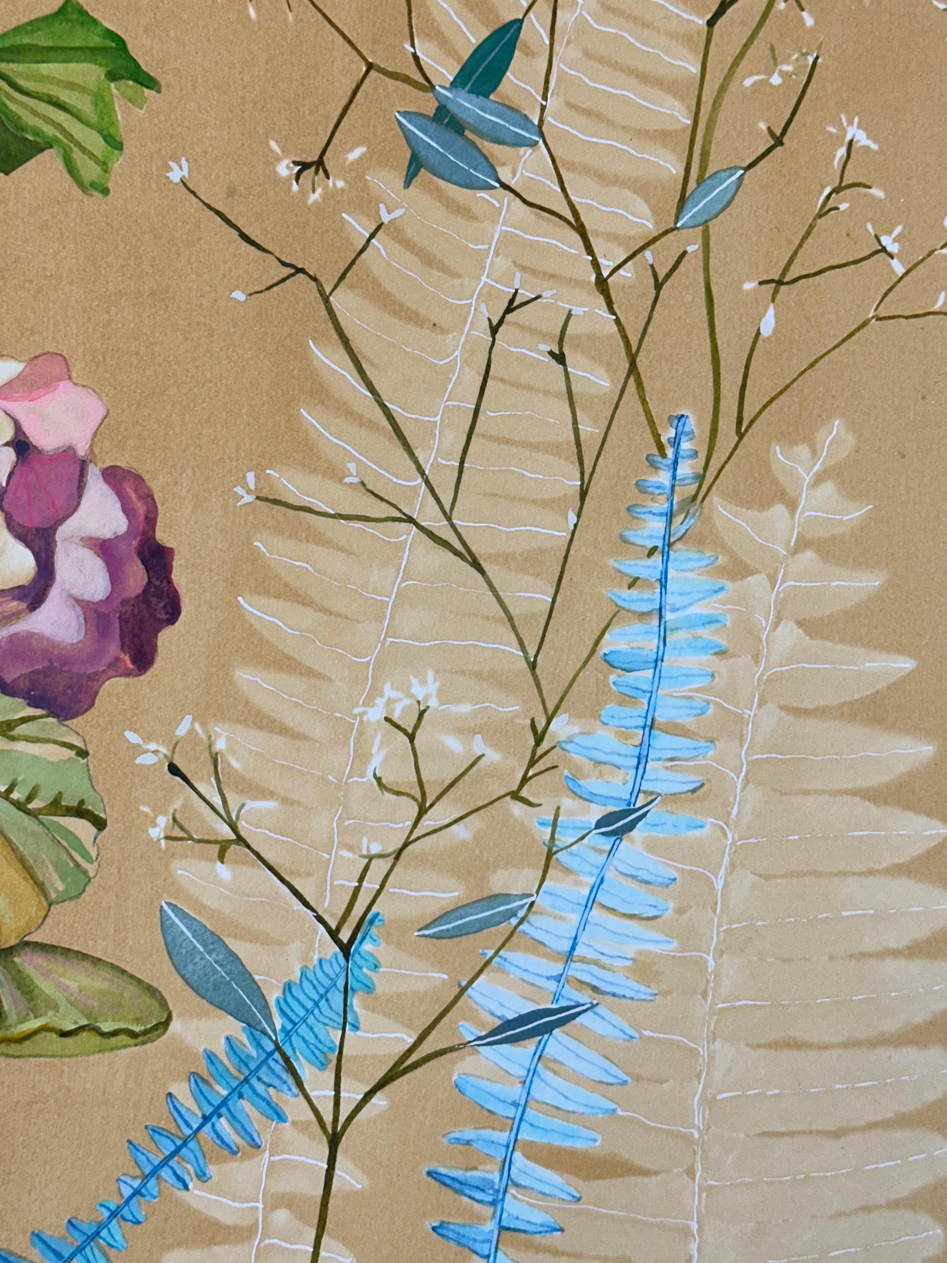 Naturaleza Luminosa Geranios - Pintura Botánica Cianotipia Flores Pájaro, 2021-'22 2
