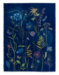 Pintoresco Lirio Botánico - Pintura Cianotipia Flores Azul Añil, 2023
