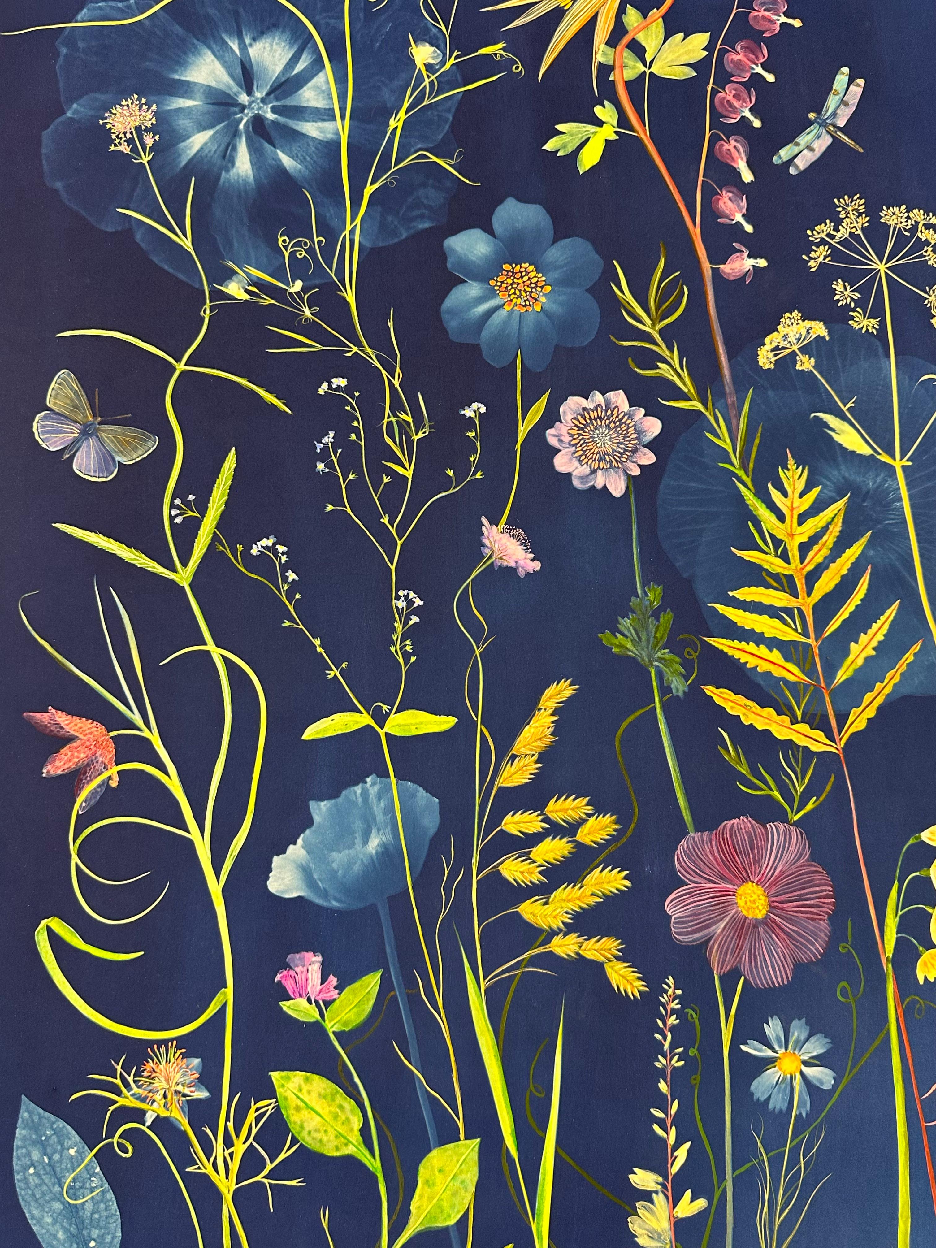 Pintoresco Lirio Botánico - Pintura Cianotipia Flores Azul Añil, 2023 5