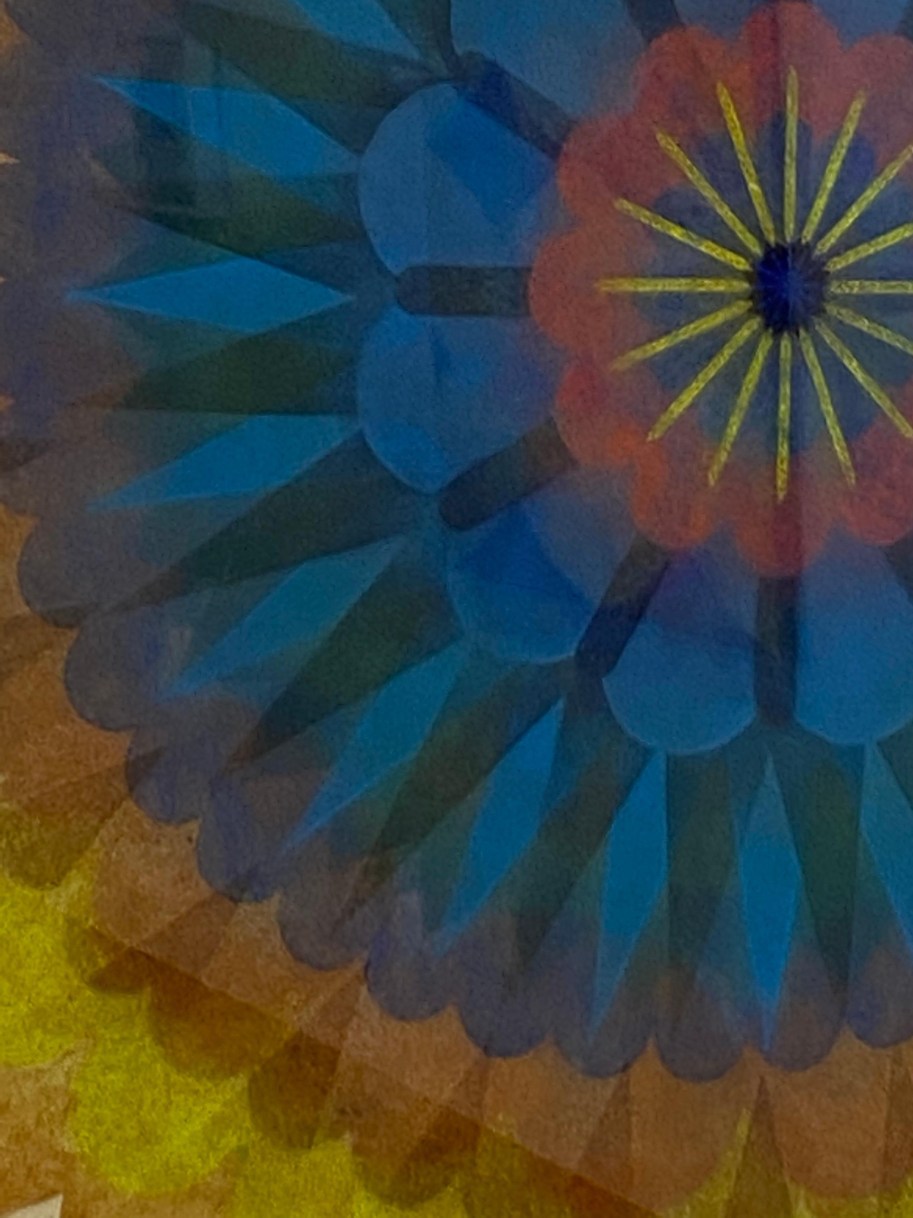 Poptic Nine - Contemporary Geometric Abstract Mandala Gelb Blau Pfirsich, 2020 im Angebot 2