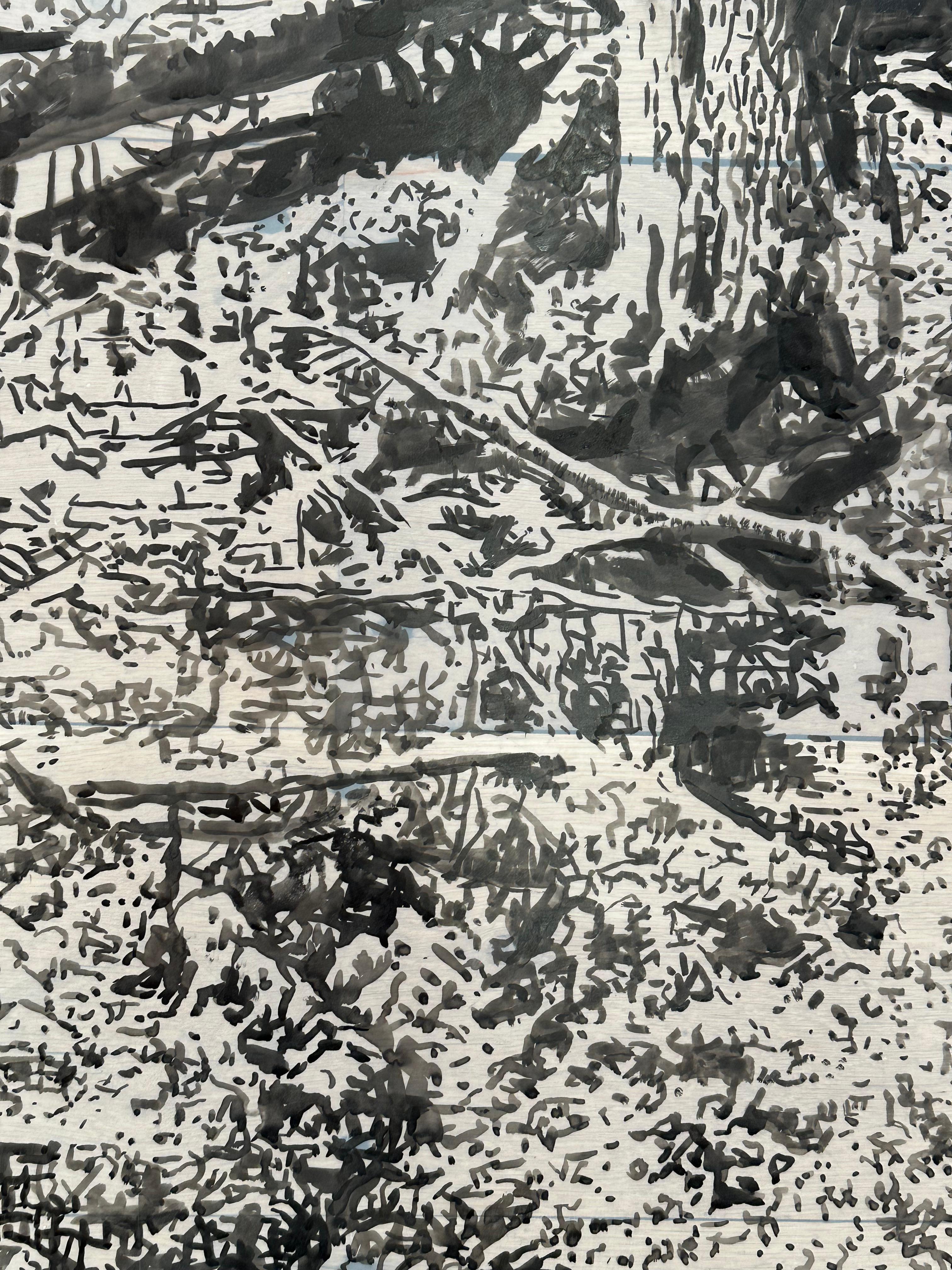 Encre sumi noire « Vernal Pool Two » - Paysage forestier, 2024 - Contemporain Art par Andrea Kantrowitz