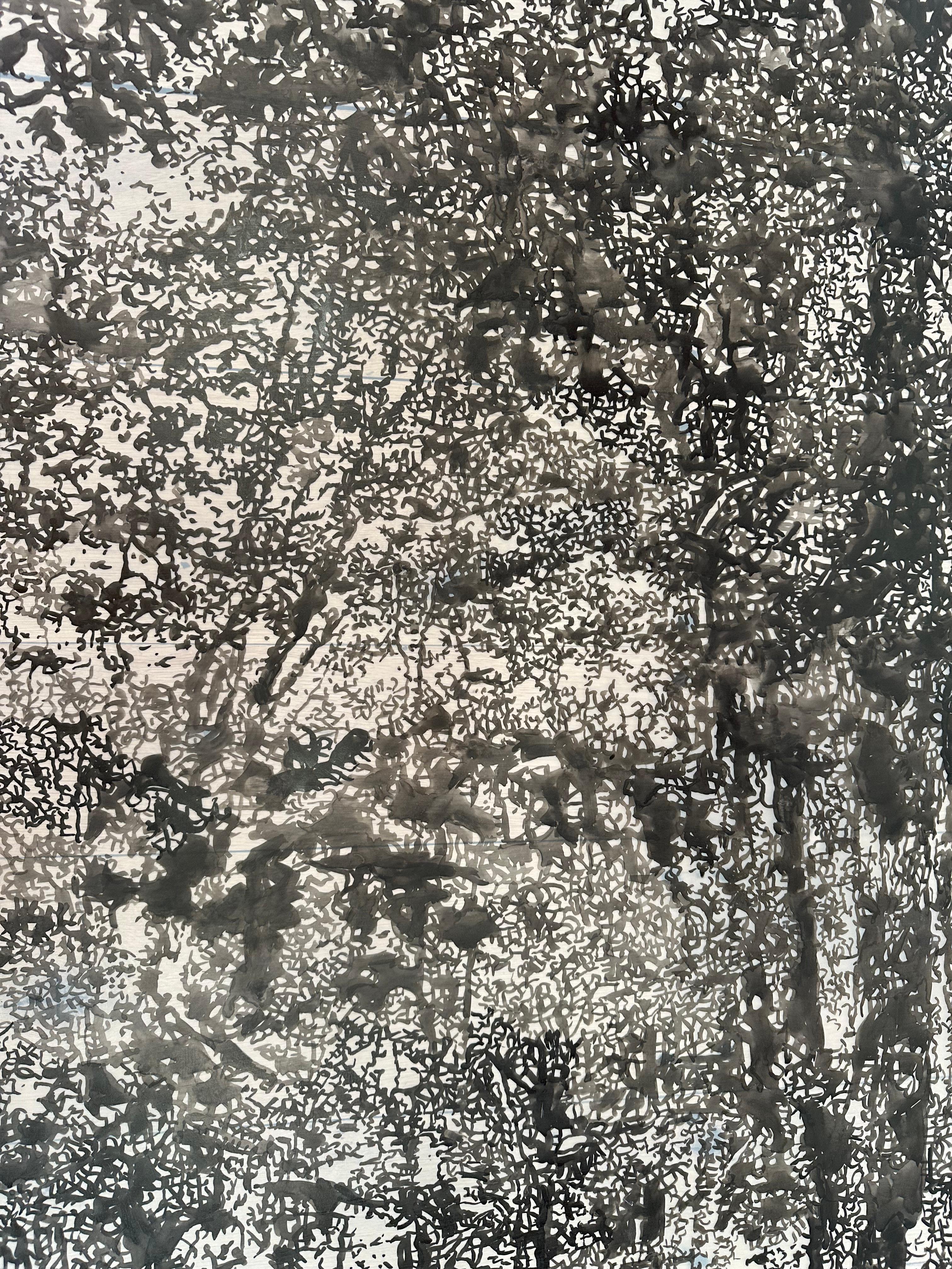 Dans ce paysage contemporain à l'encre noire sumi sur Mylar, une scène forestière paisible est détaillée de manière complexe, capturant magnifiquement la sérénité d'une promenade dans les bois.

Ce dessin à l'encre sur Mylar nécessite un montage et