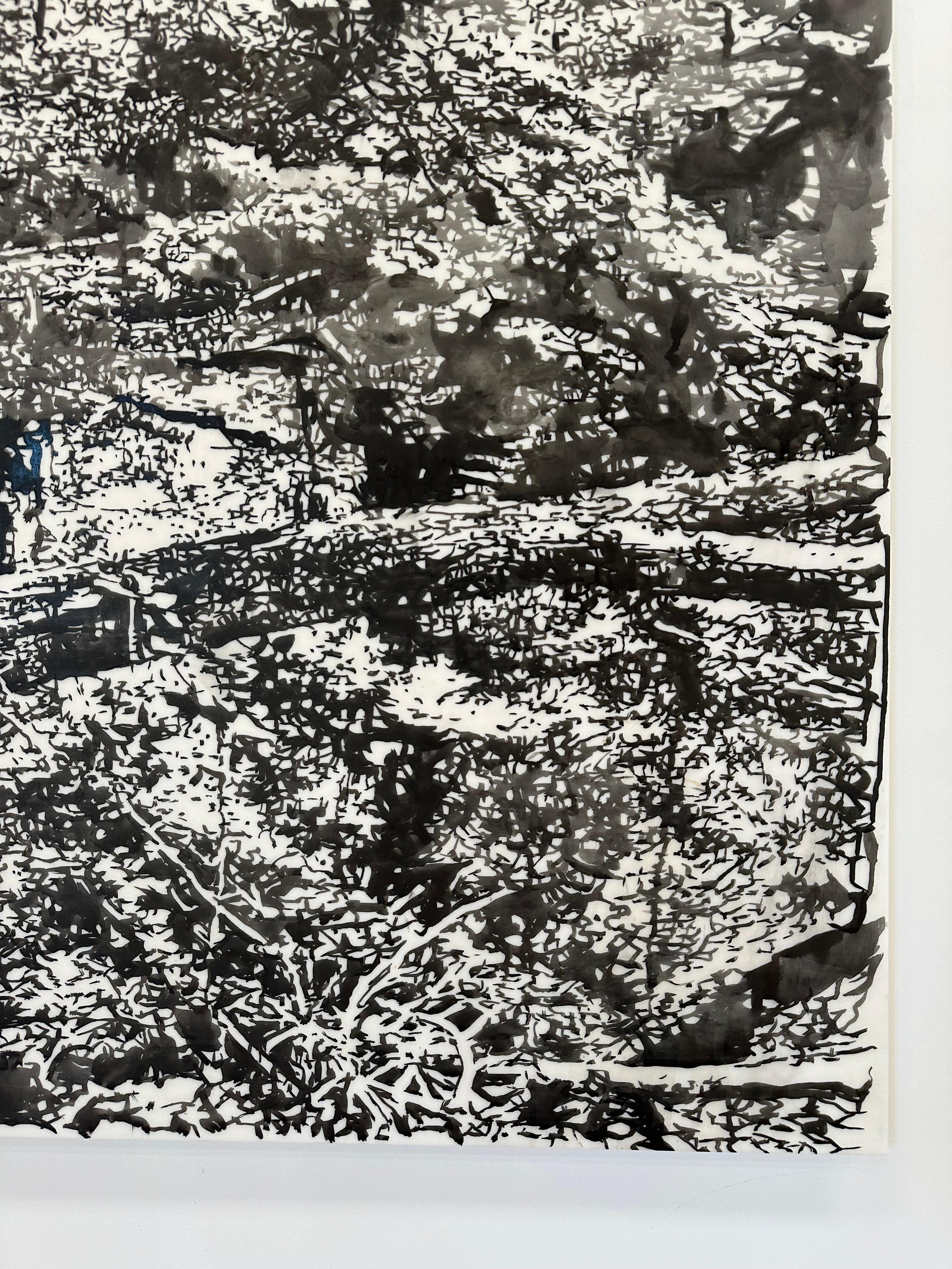 Vernal Pool - Forest Landscape Trees Black Sumi Ink White Mylar, 2024 1