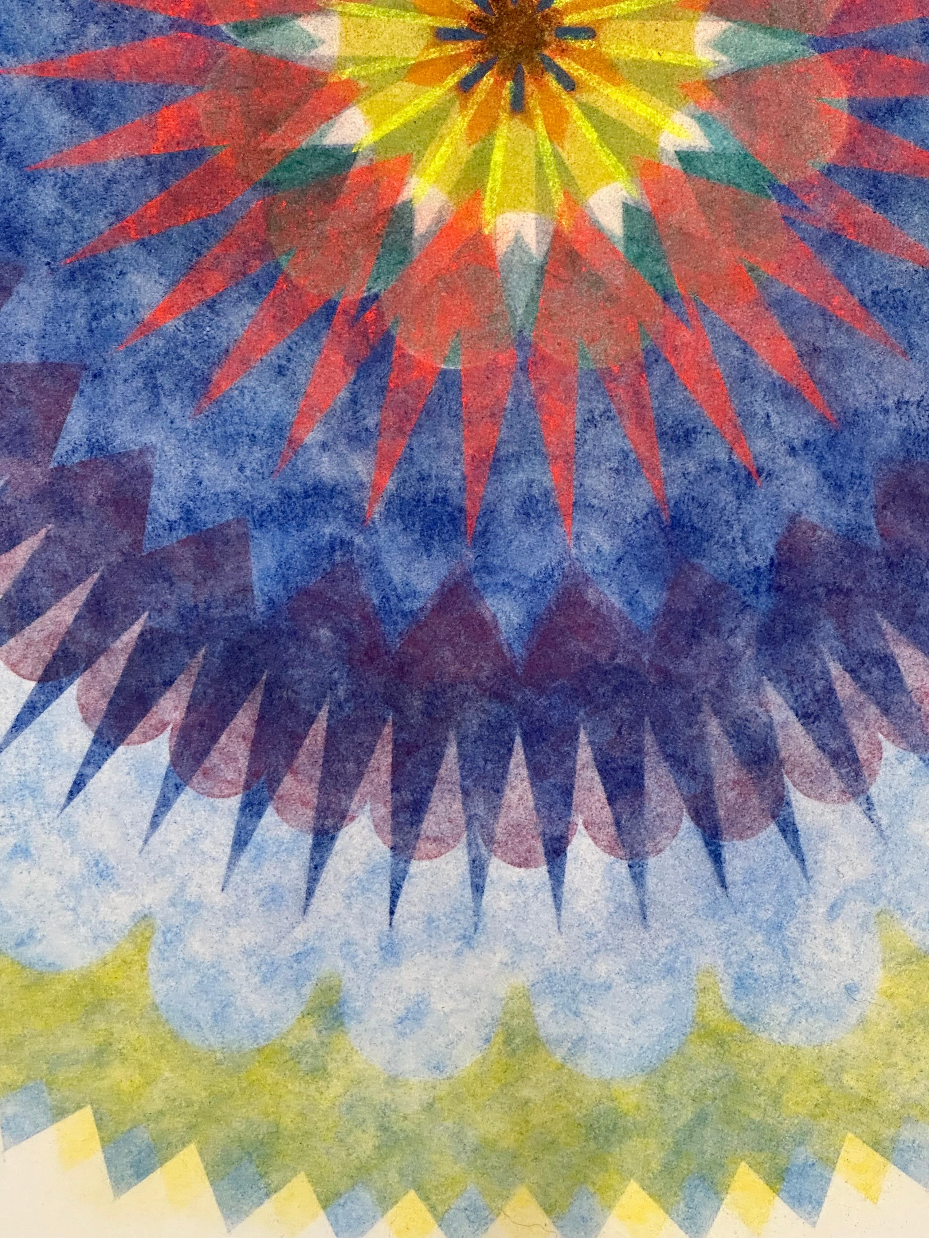 Pop Flower Eight - Grün Blau Rot Geometrische Blume Contemporary Mandala, 2020 im Angebot 1