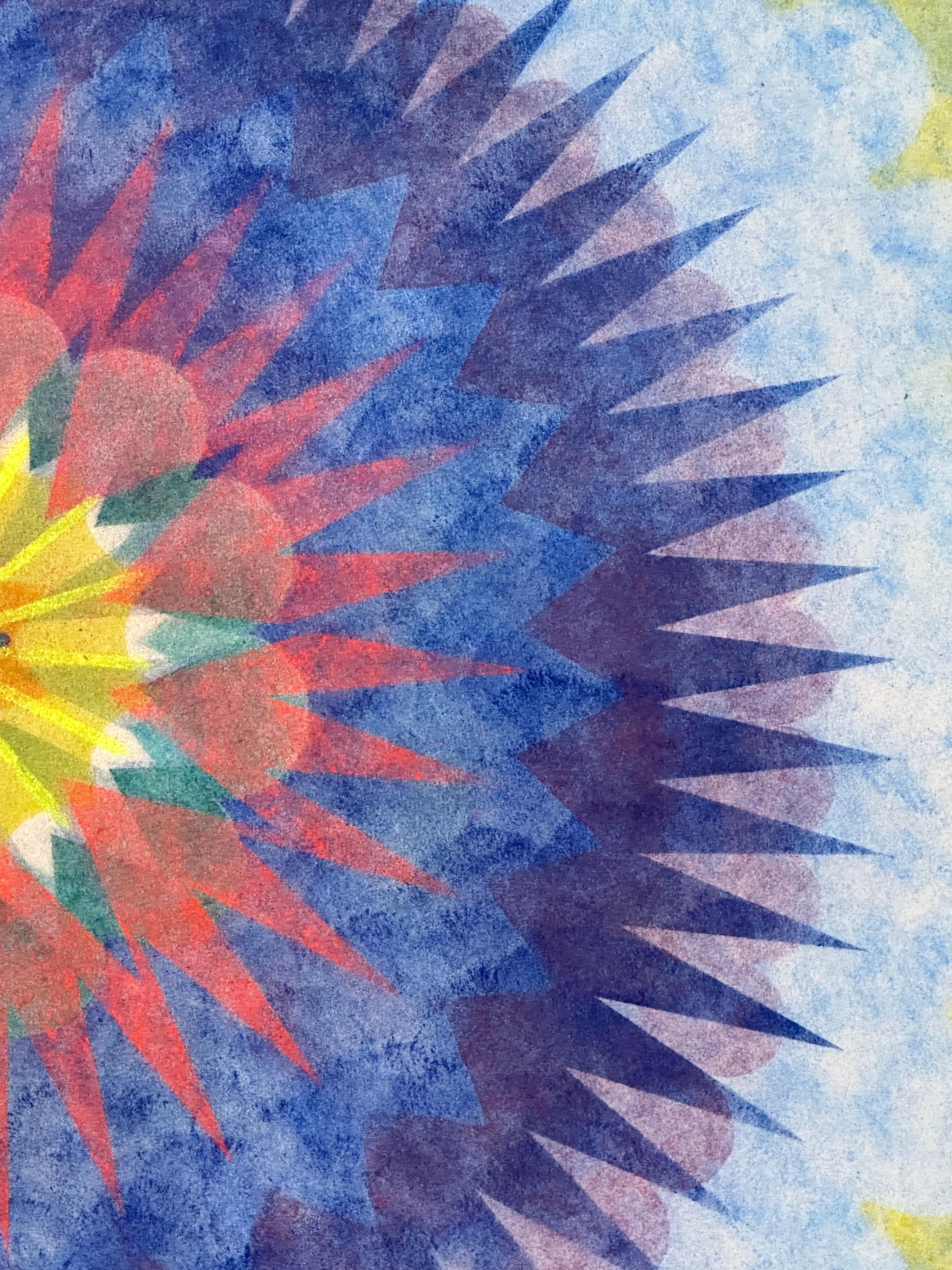 Pop Flower Eight - Grün Blau Rot Geometrische Blume Contemporary Mandala, 2020 im Angebot 5