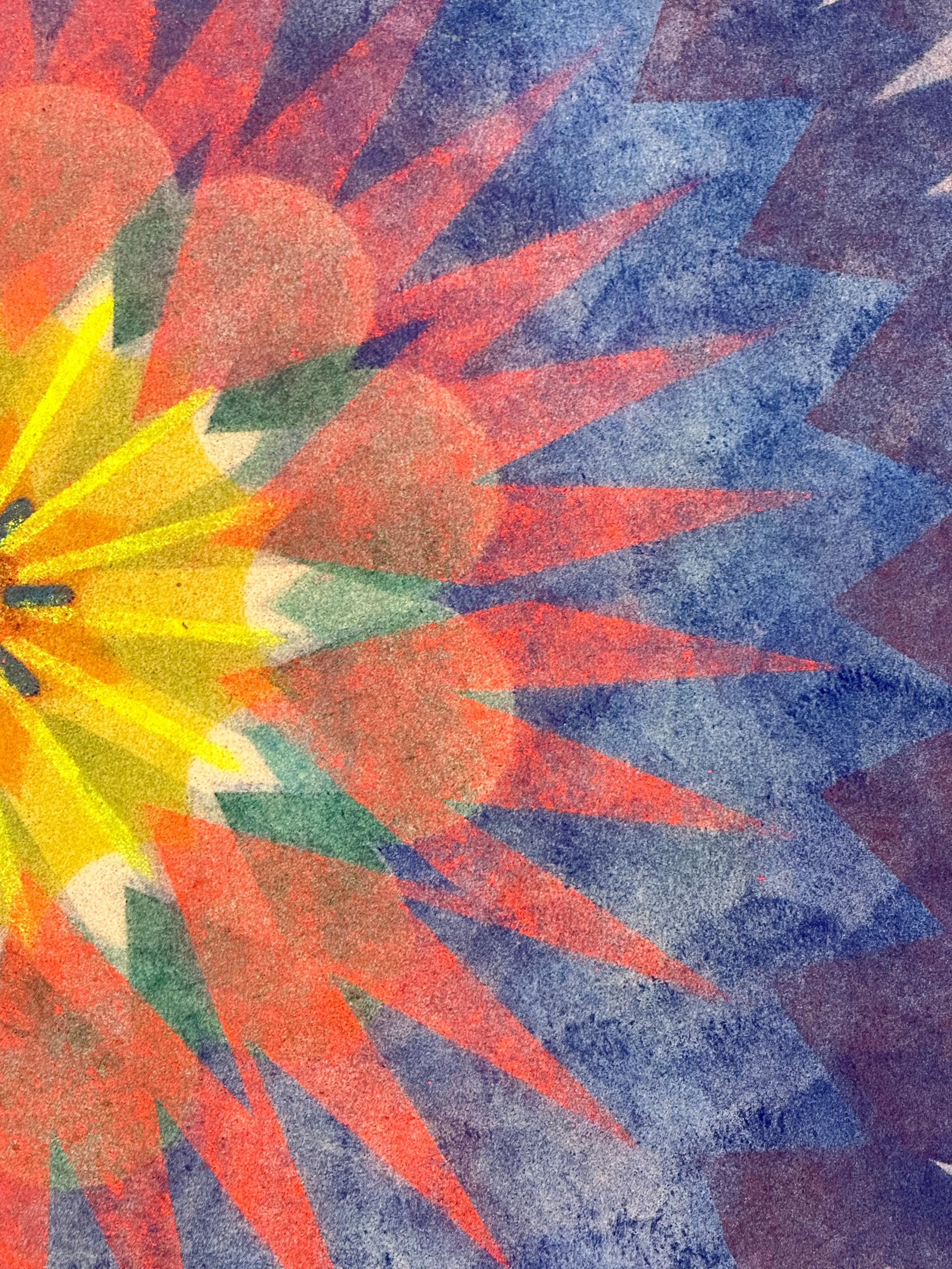 Pop Flower Eight - Grün Blau Rot Geometrische Blume Contemporary Mandala, 2020 im Angebot 2