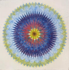 Pop Flower Eight - Green Blue Red Geometric Flower Contemporary Mandala, 2020