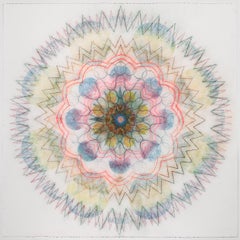 Watermill Pinwheel W11 - Blue Green Geometric Flower Contemporary Mandala, 2023