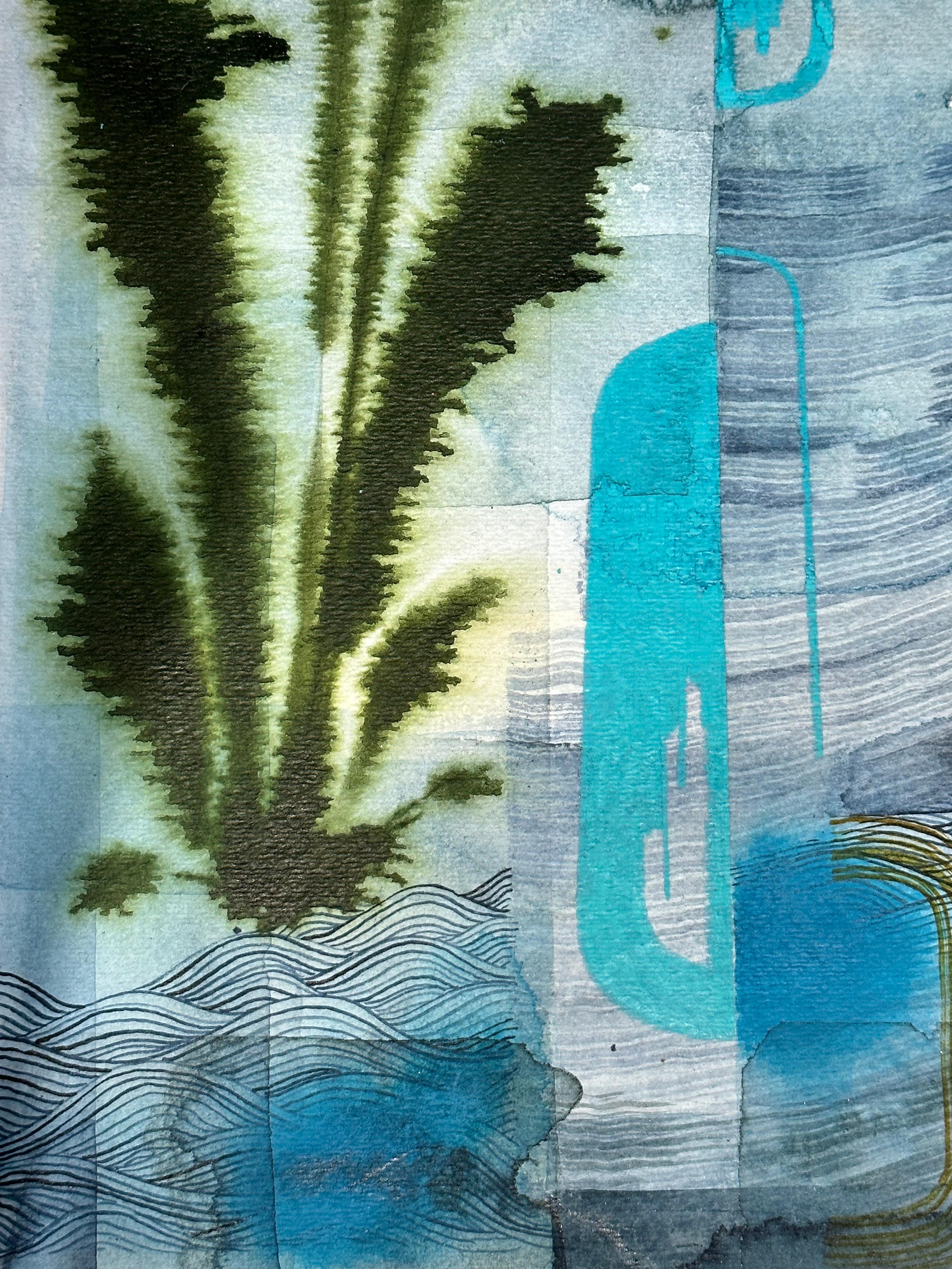 Sans titre 601 - Paysage abstrait contemporain Bleu Hunter Green Teal, 2021 - Contemporain Art par Gabe Brown
