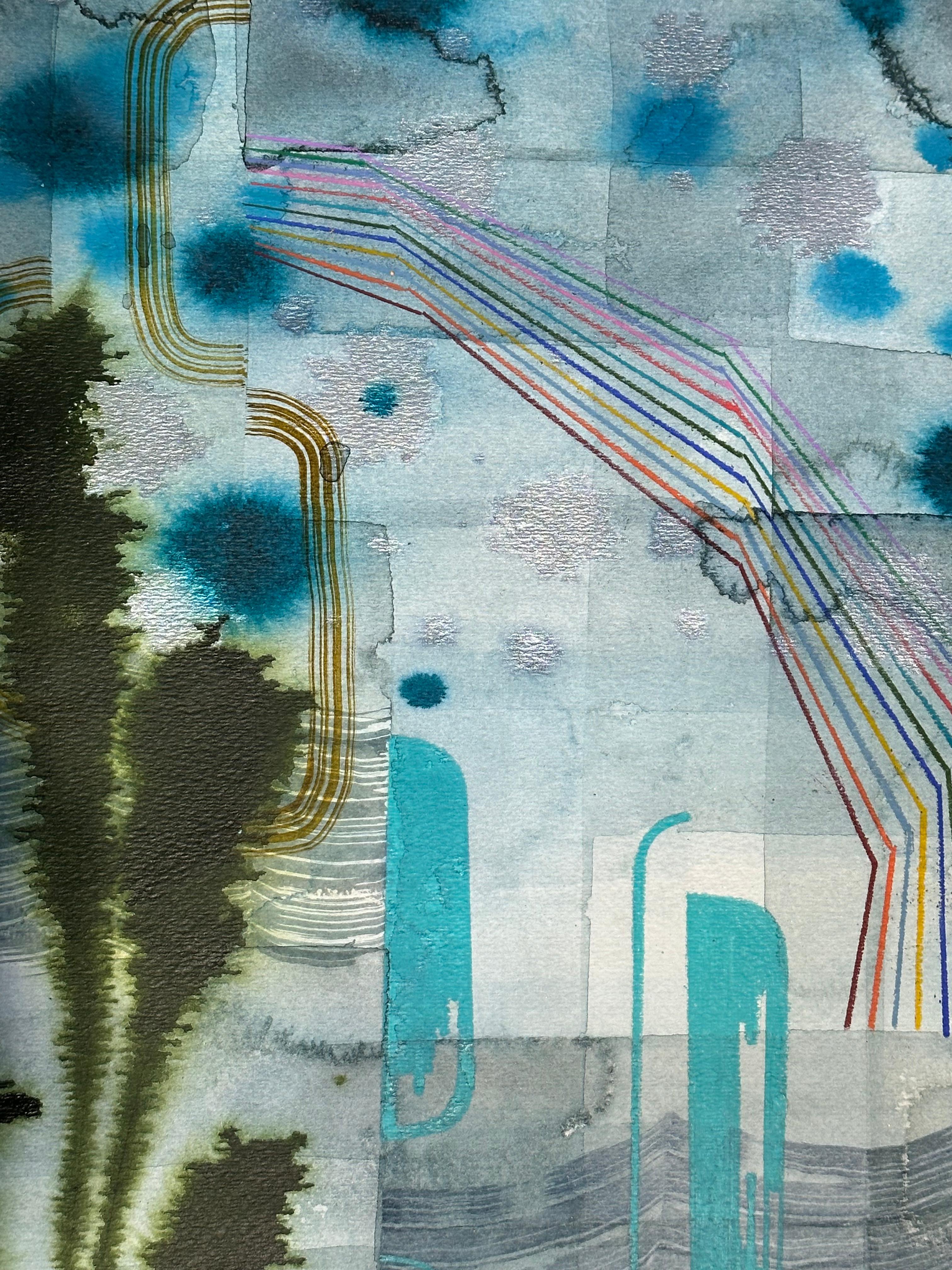 Sans titre 601 - Paysage abstrait contemporain Bleu Hunter Green Teal, 2021 en vente 2