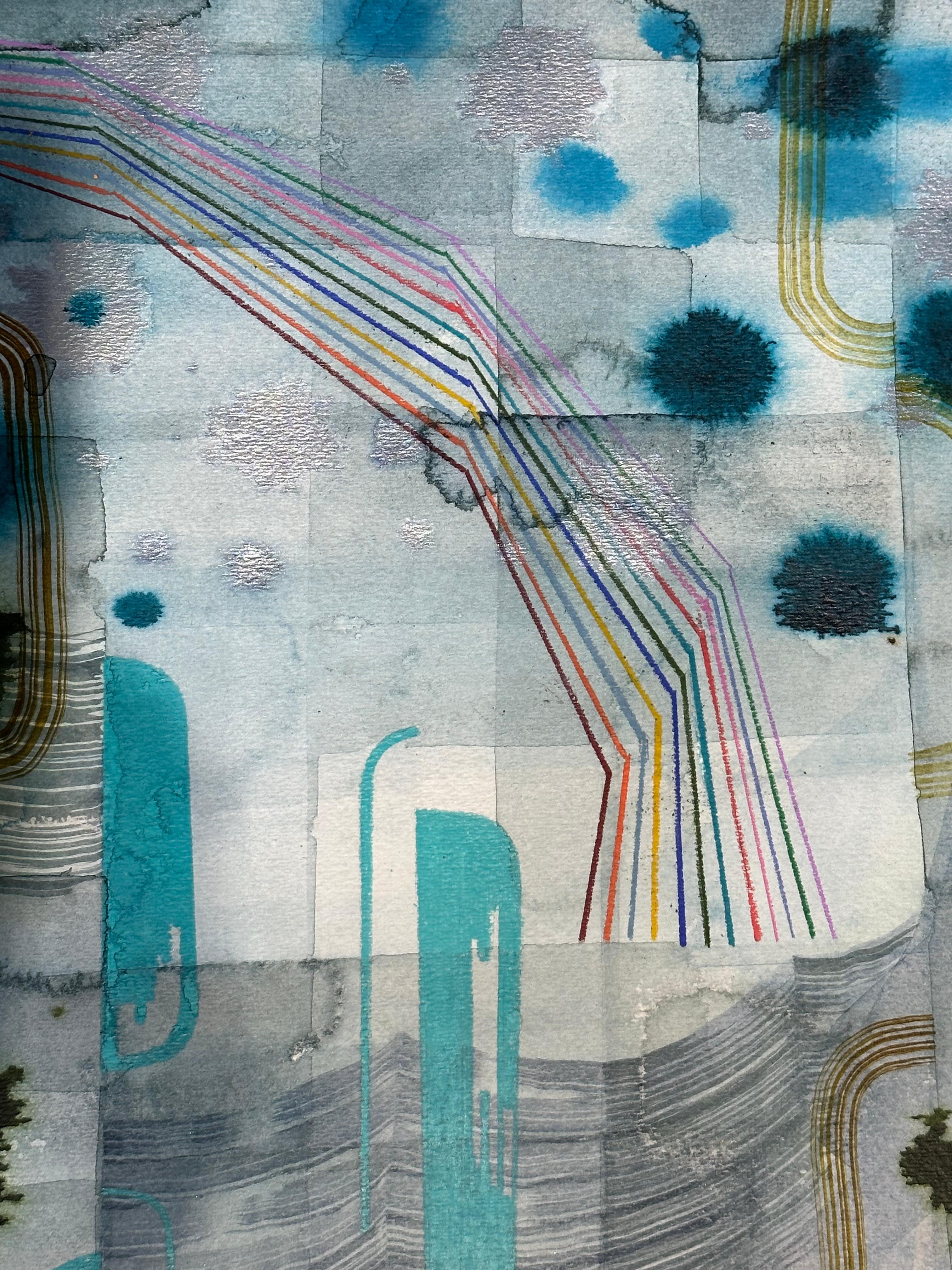 Sans titre 601 - Paysage abstrait contemporain Bleu Hunter Green Teal, 2021 en vente 3