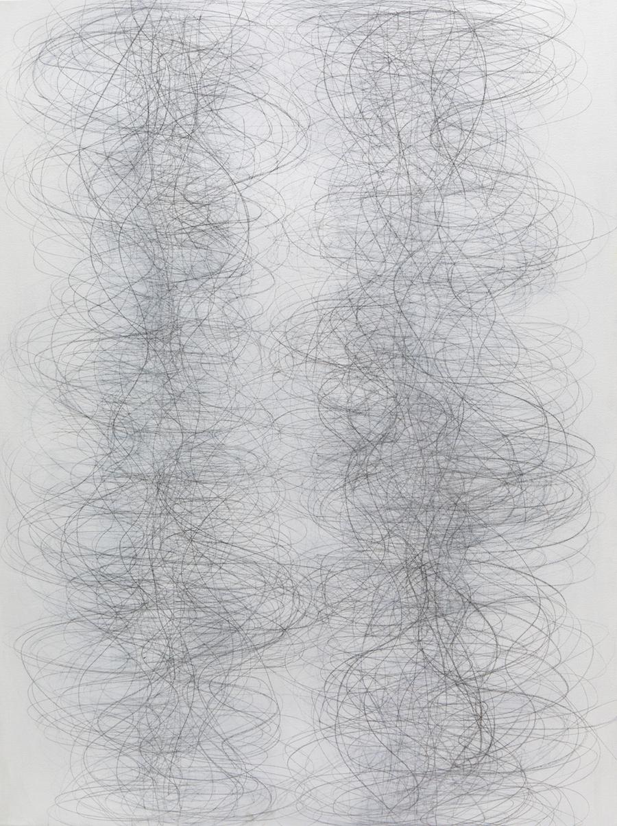Gamut - Graphite Wave Drawing on Canvas Undulating Line Waves Pattern, 2018