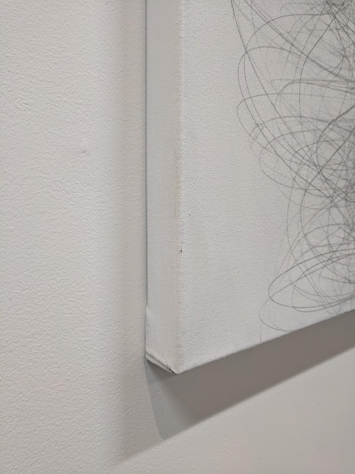 Gamut - Graphite Wave Drawing on Canvas Undulating Line Waves Pattern, 2018 - Gray Abstract Drawing by Margaret Neill