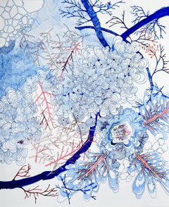 Dessin de branches de neige en brindilles roses à pois d'échappement latéral, 2021