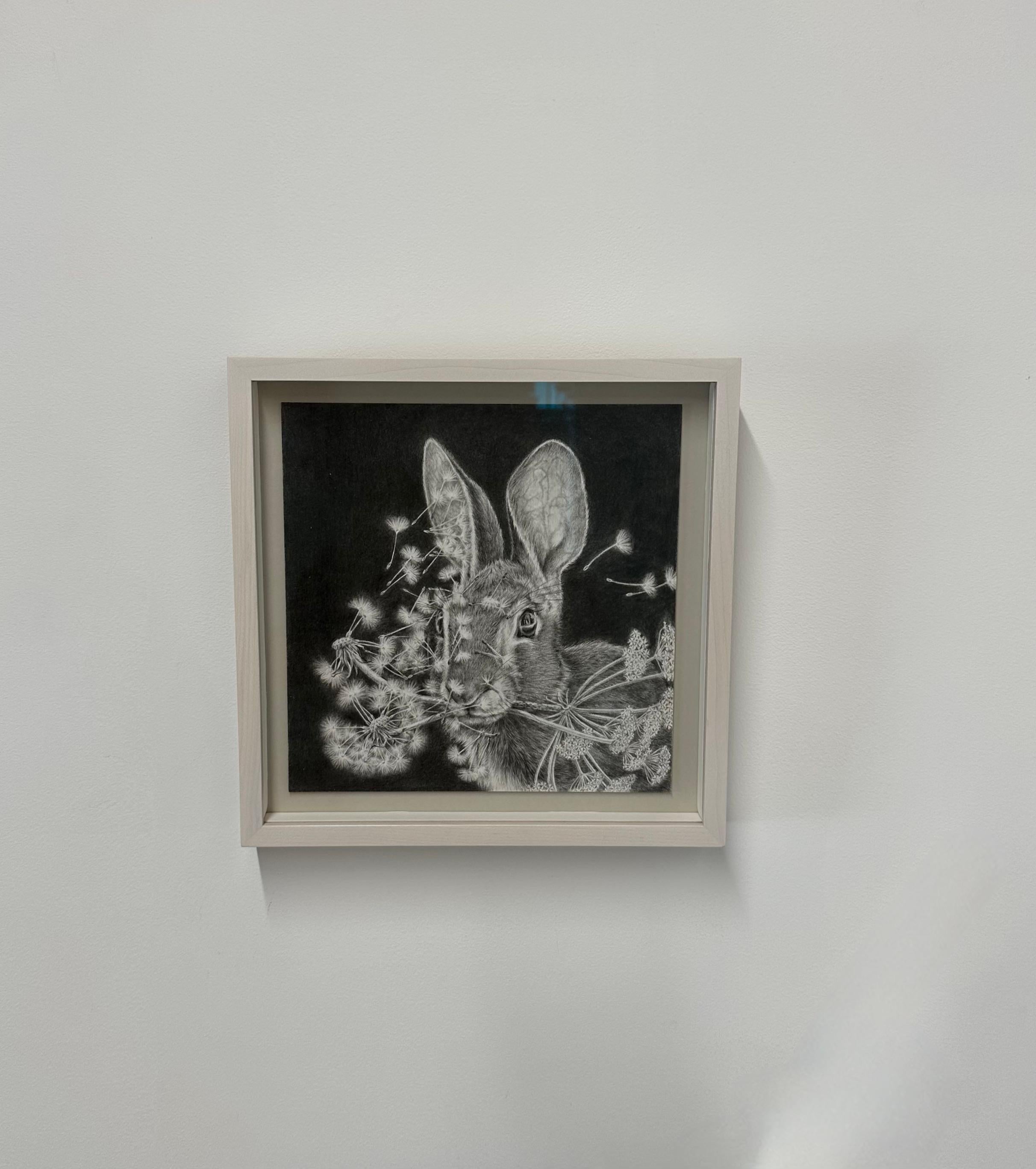 Moltiplica e dividi - Dandelions Gray White Rabbit su disegno nero, 2023 in vendita 6