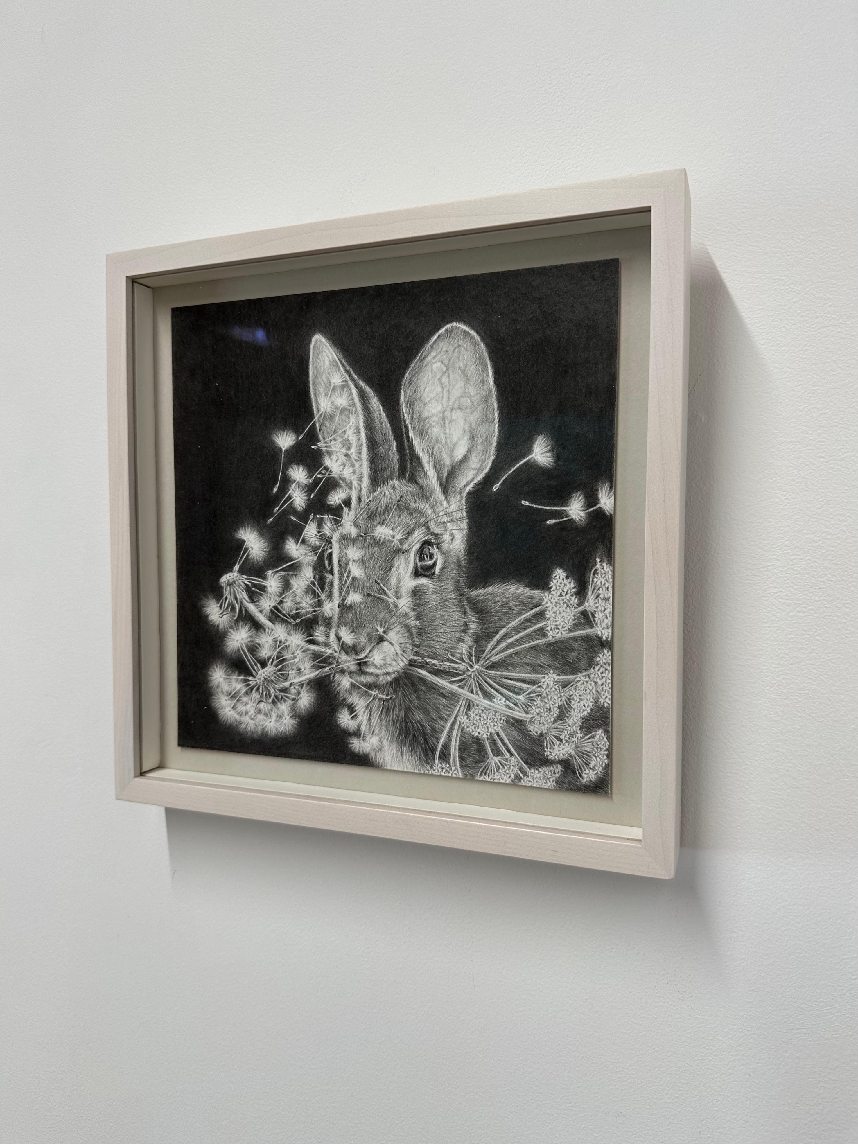 Moltiplica e dividi - Dandelions Gray White Rabbit su disegno nero, 2023 in vendita 15