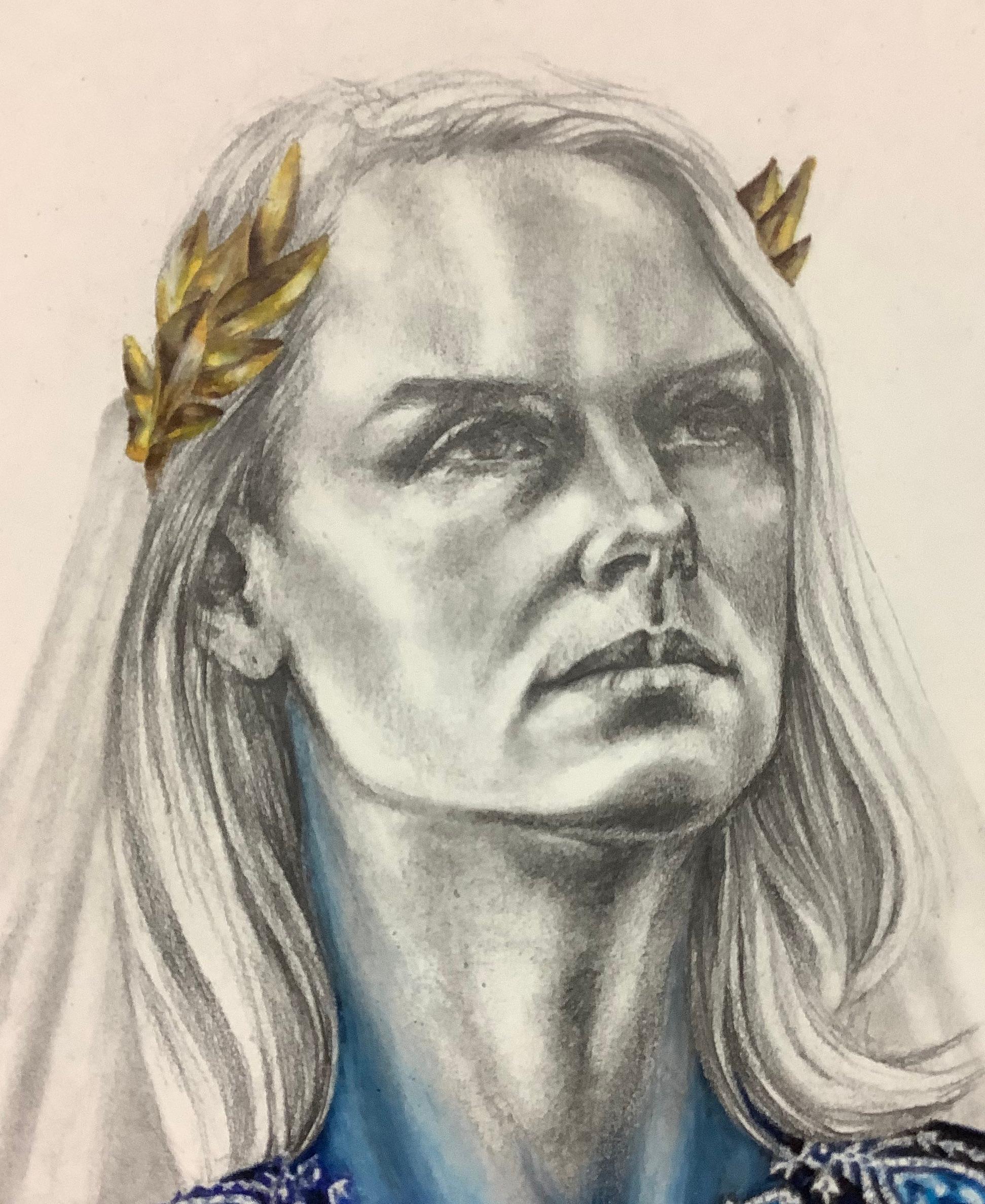 Bonaparte Bride I - Royal Queen Female Portrait Gold Tiara Crown Blue, 2016 en vente 5