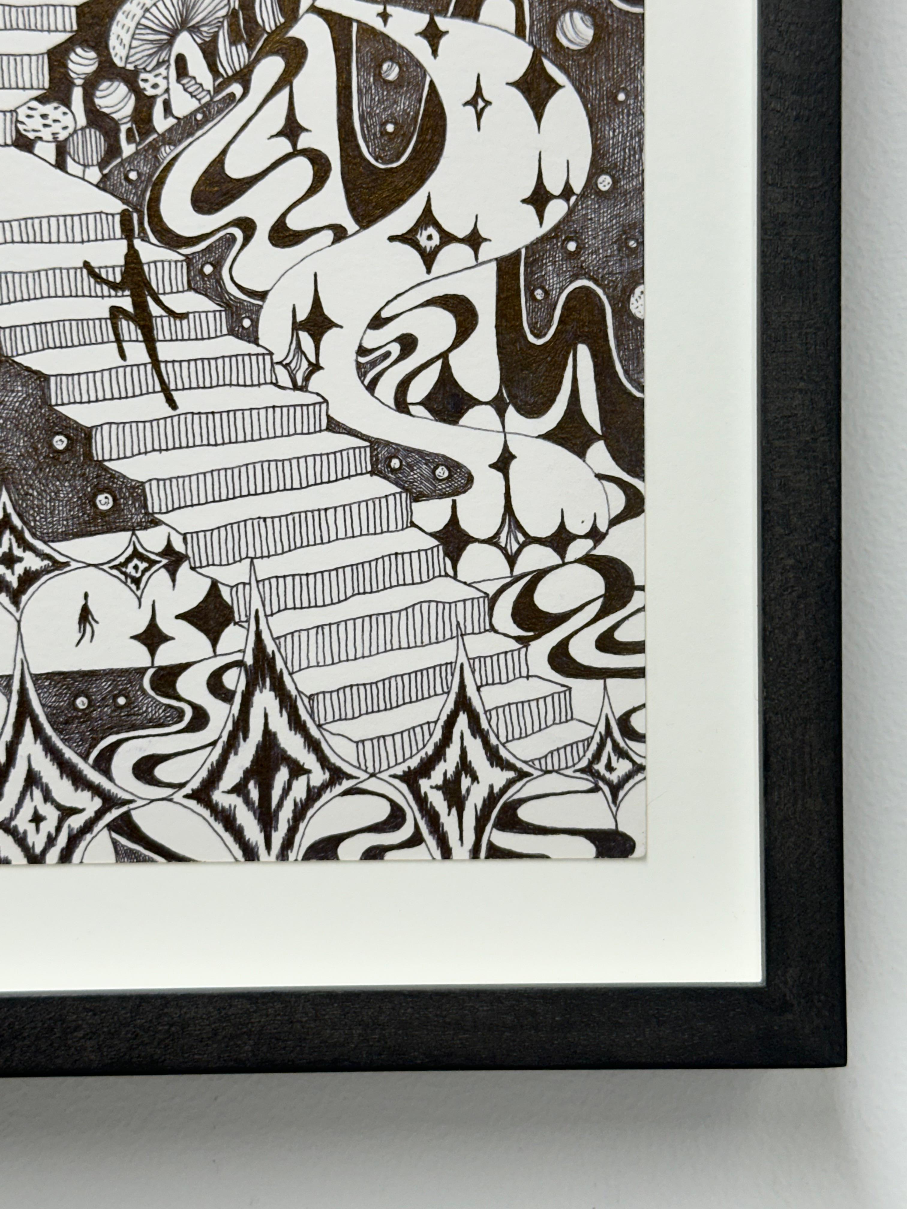 Soul Flowers 57 Donna's Portal - Staircase Doorway Dessin en noir et blanc, 2024 en vente 4