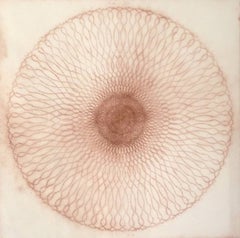 Exotic Hex Series 112 - Rötlich braune Kreis-Mandala-Linienpigmentzeichnung, 2007