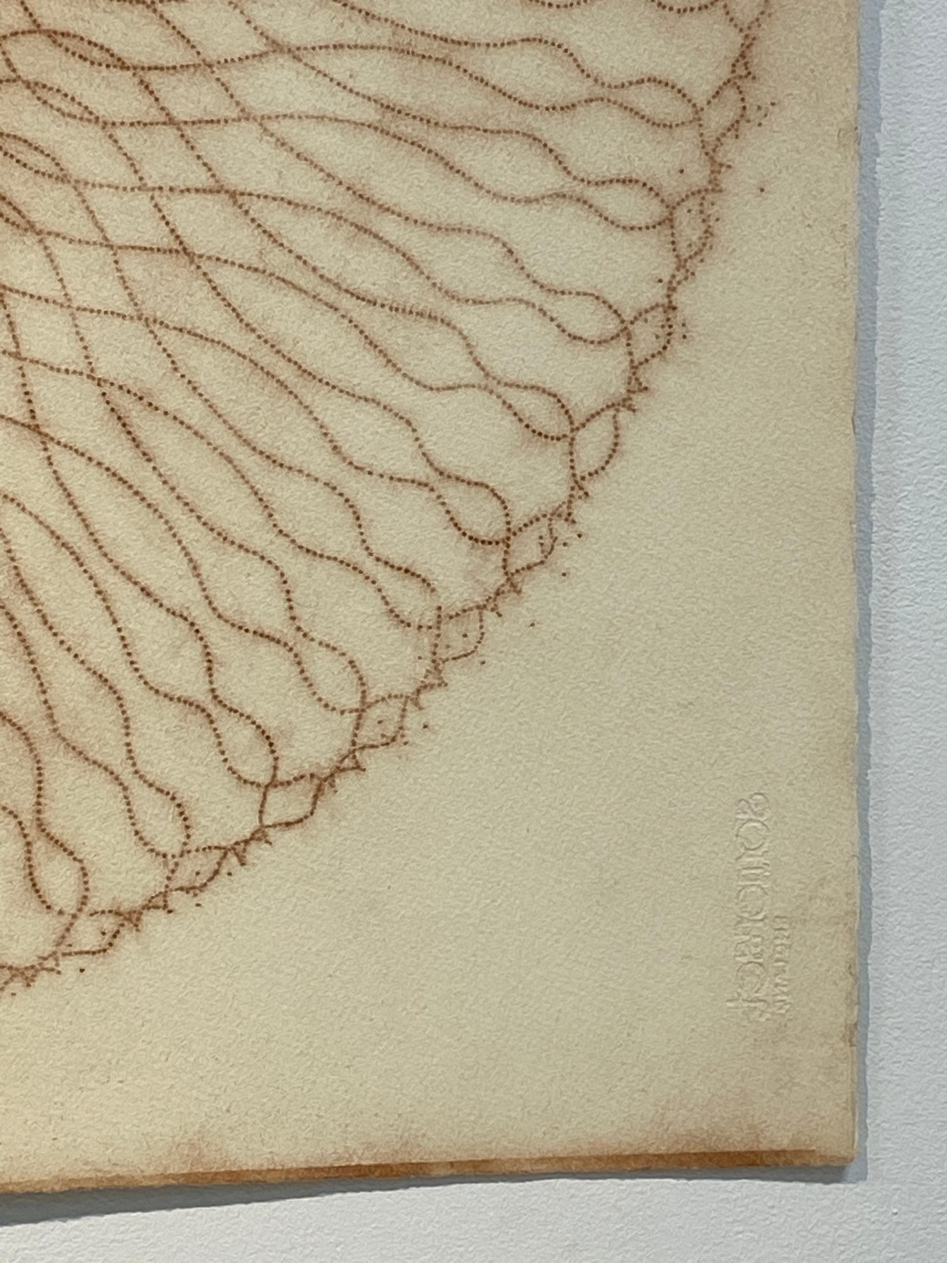 Exotic Hex Series 112 - Reddish Brown Circle Mandala Line Pigment Drawing, 2007 For Sale 7