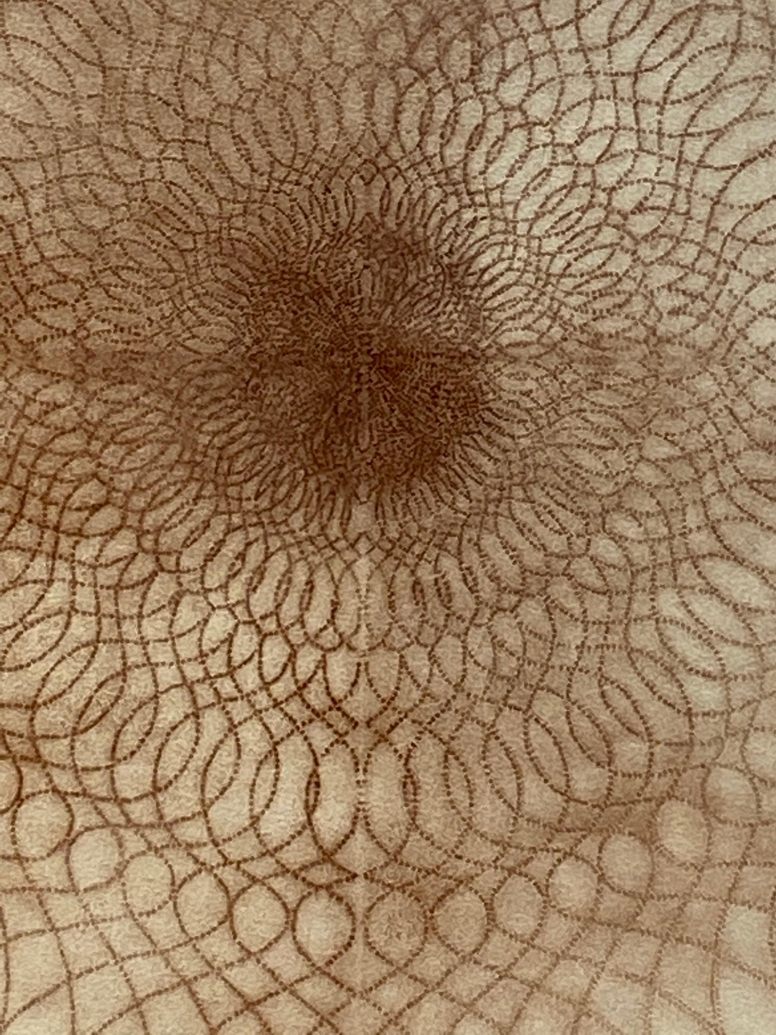 Exotic Hex Series 111 07 - Reddish Brown Circle Mandala Line Drawing, 2007 For Sale 2