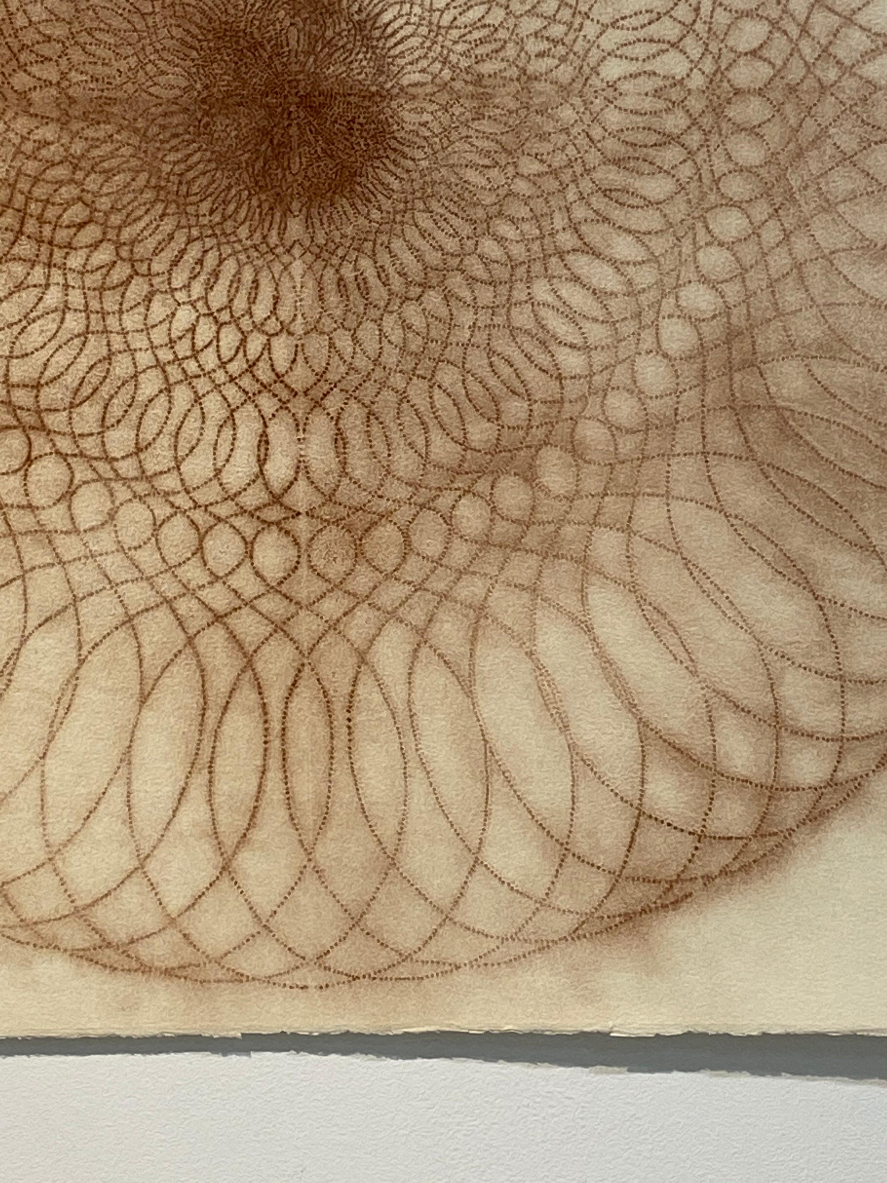 Exotic Hex Series 111 07 - Reddish Brown Circle Mandala Line Drawing, 2007 For Sale 4