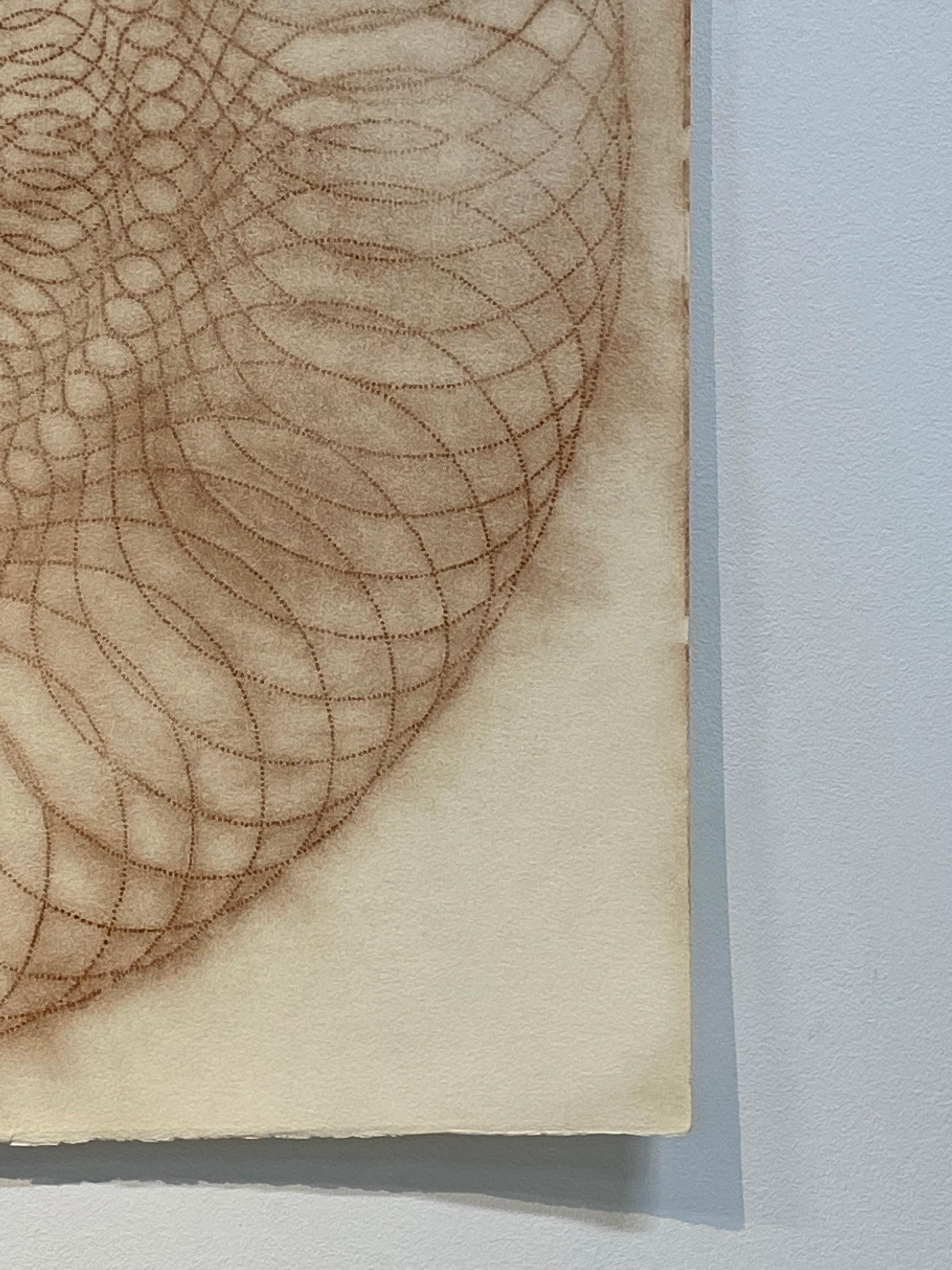 Exotic Hex Series 111 07 - Reddish Brown Circle Mandala Line Drawing, 2007 For Sale 5