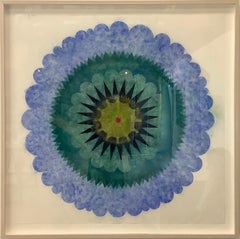 Opus Ocho Azul - Flor Mandala Abstracto Geométrico Azul Verde Marino, 2019