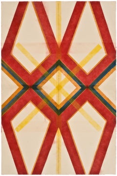 River and Steel Twins Five - Drawing géométrique audacieux rouge jaune orange vert 2012
