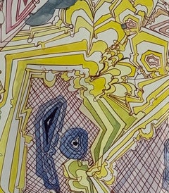 Absorb Starlight - Abstract Pattern Drawing Yellow Blue Brown Branches, 2024