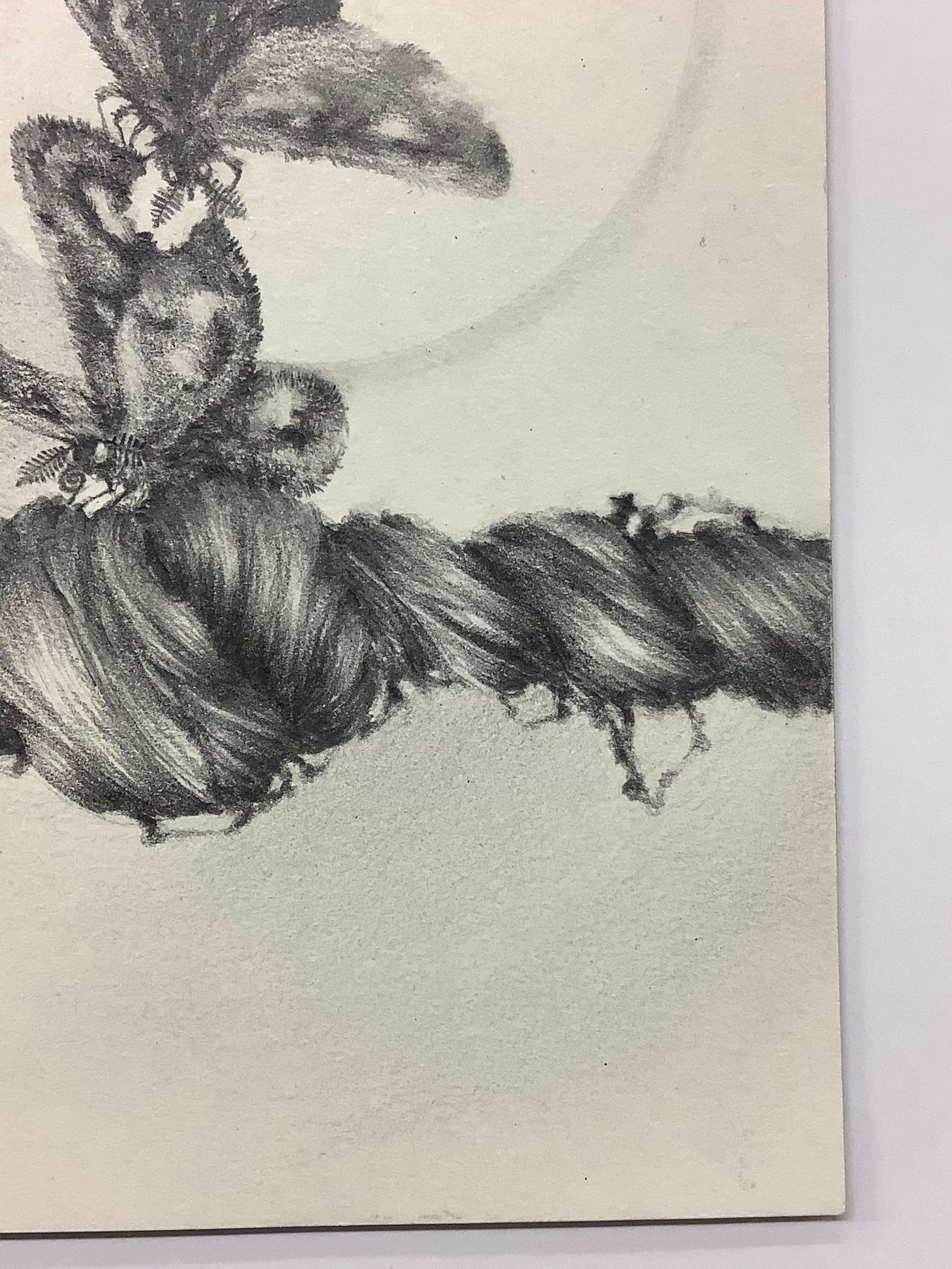 Chapitre Fine Focus - Dessin au crayon contemporain papillons de nuit sur tresse de cheveux, 2017. en vente 3