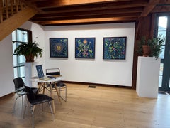 Planting Utopia Celestial Garden - Cyanotype Painting Flowers Blue, 2024