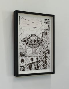 Soul Flowers 50 Return - Spaceship Black and White Pattern Drawing, 2024