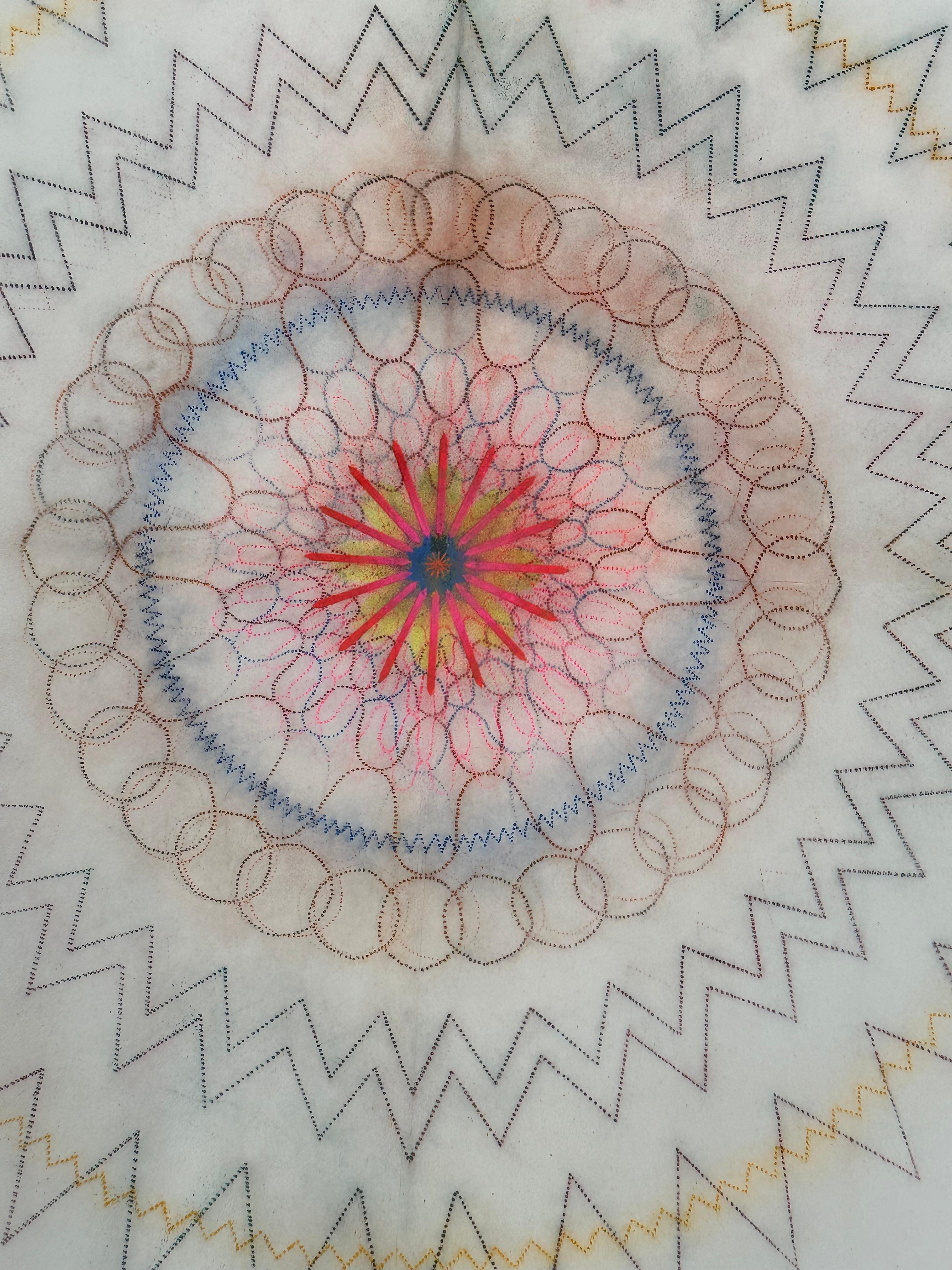 Primavera Pop 31 - Contemporary Geometric Abstract Mandala Orange Pink, 2023 For Sale 1