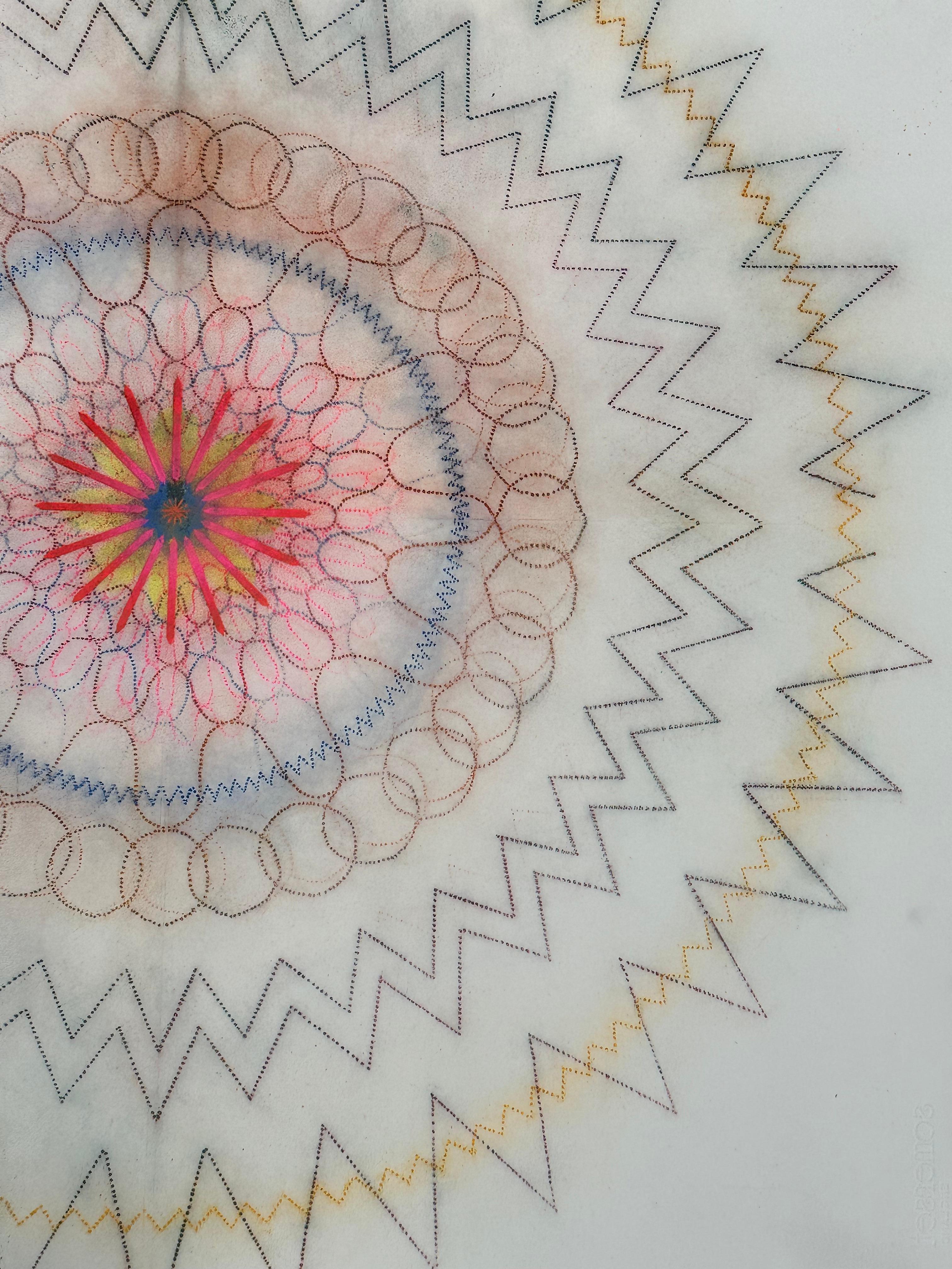 Primavera Pop 31 - Contemporary Geometric Abstract Mandala Orange Pink, 2023 For Sale 2