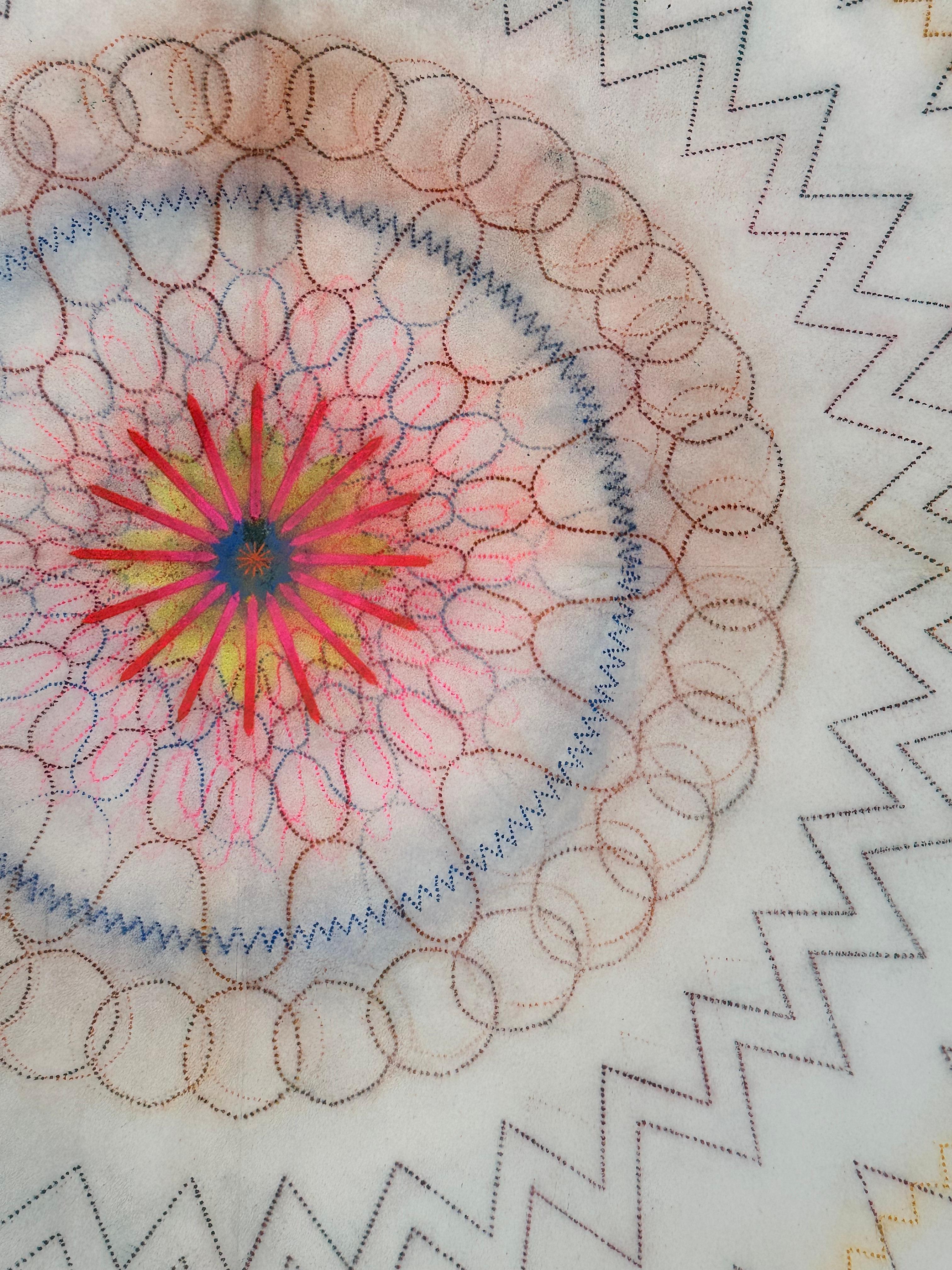 Primavera Pop 31 - Contemporary Geometric Abstract Mandala Orange Pink, 2023 For Sale 3