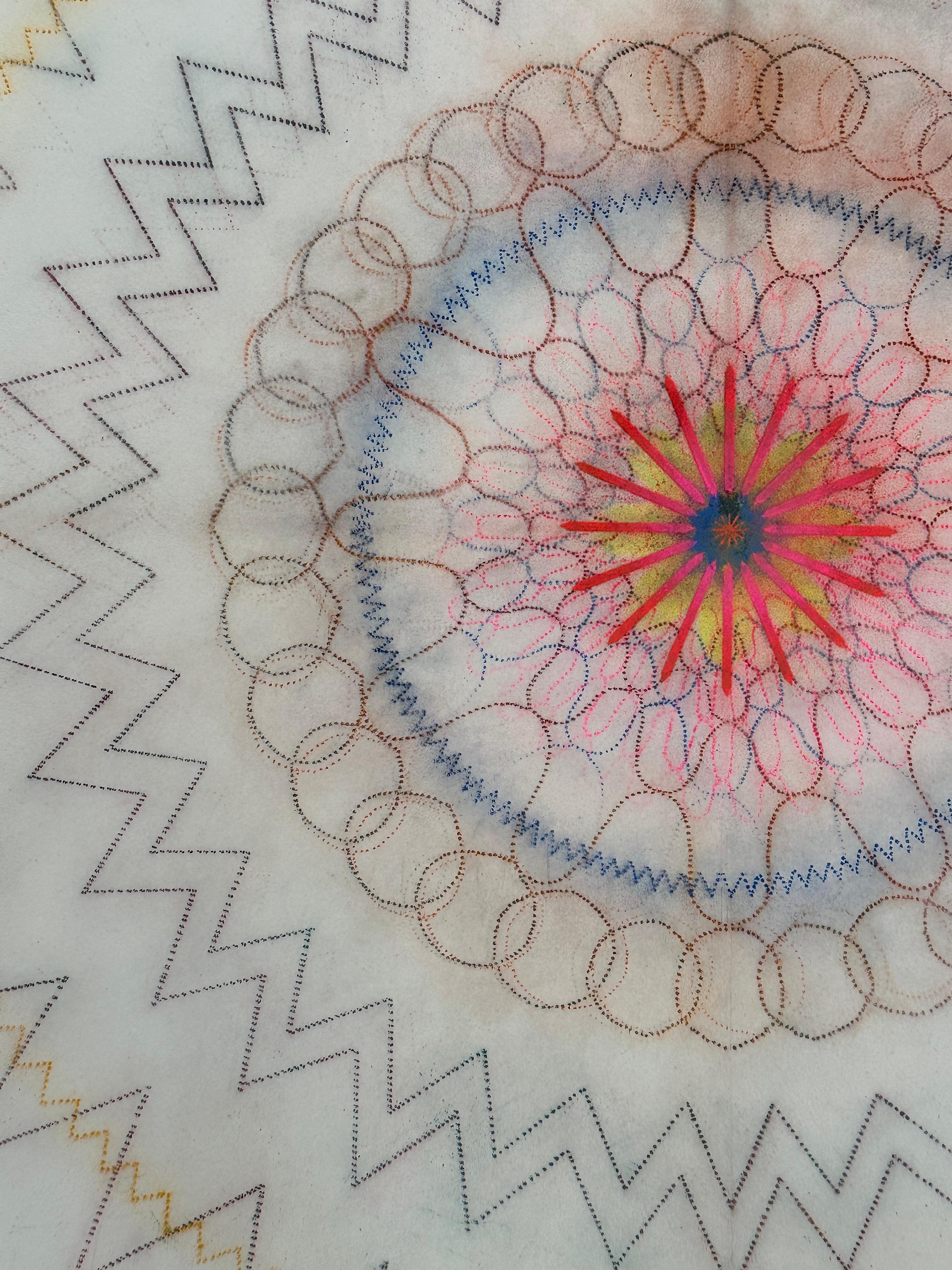 Primavera Pop 31 - Contemporary Geometric Abstract Mandala Orange Pink, 2023 For Sale 5