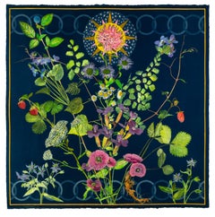 Planting Utopia City of Peace - Cyanotype Painting Flowers Prussian Blue, 2024