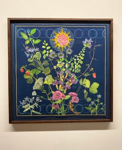 Planting Utopia City of Peace - Cyanotype Painting Flowers Prussian Blue, 2024