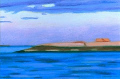 Rock Water 45 - Wolken Sonnenuntergang Himmel Wasser Insel Landschaft Pastellzeichnung, 2015