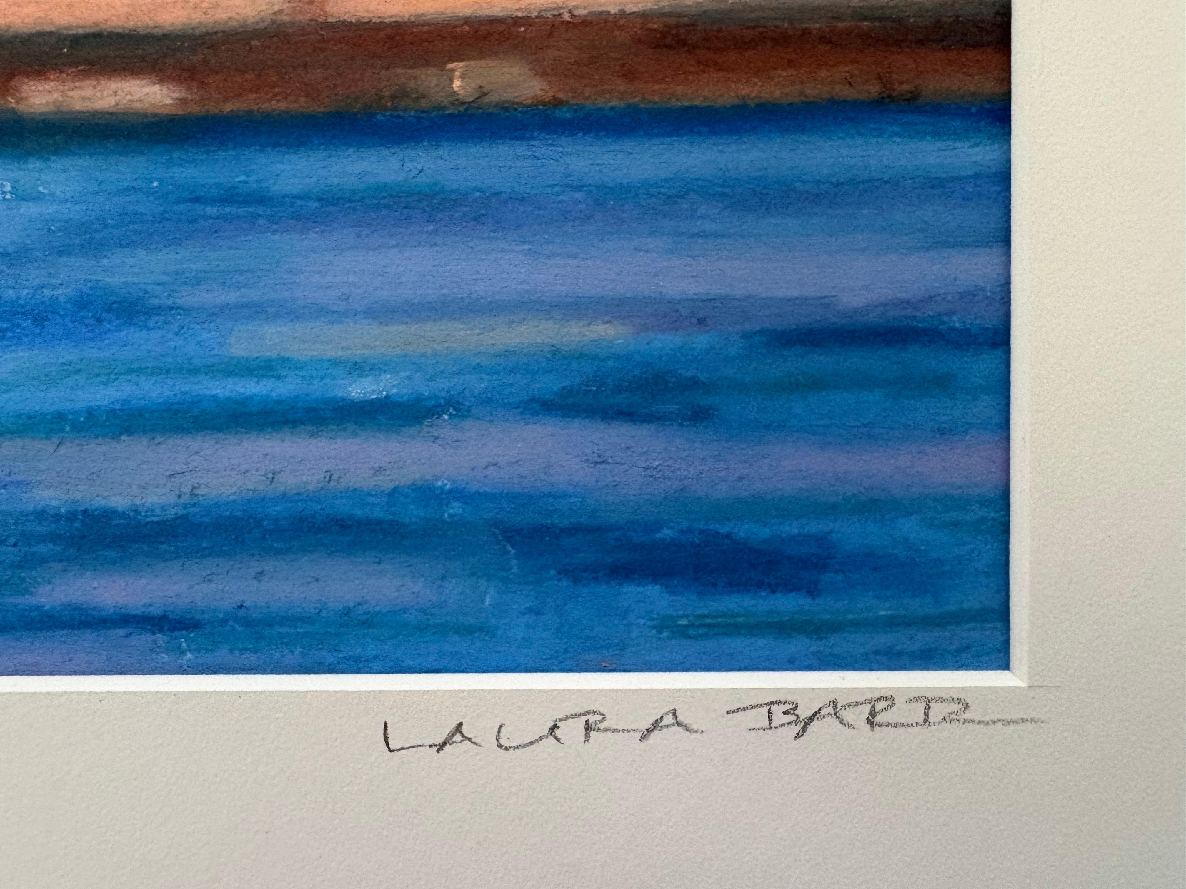Rock Water 45 - Wolken Sonnenuntergang Himmel Wasser Insel Landschaft Pastellzeichnung, 2015 im Angebot 1