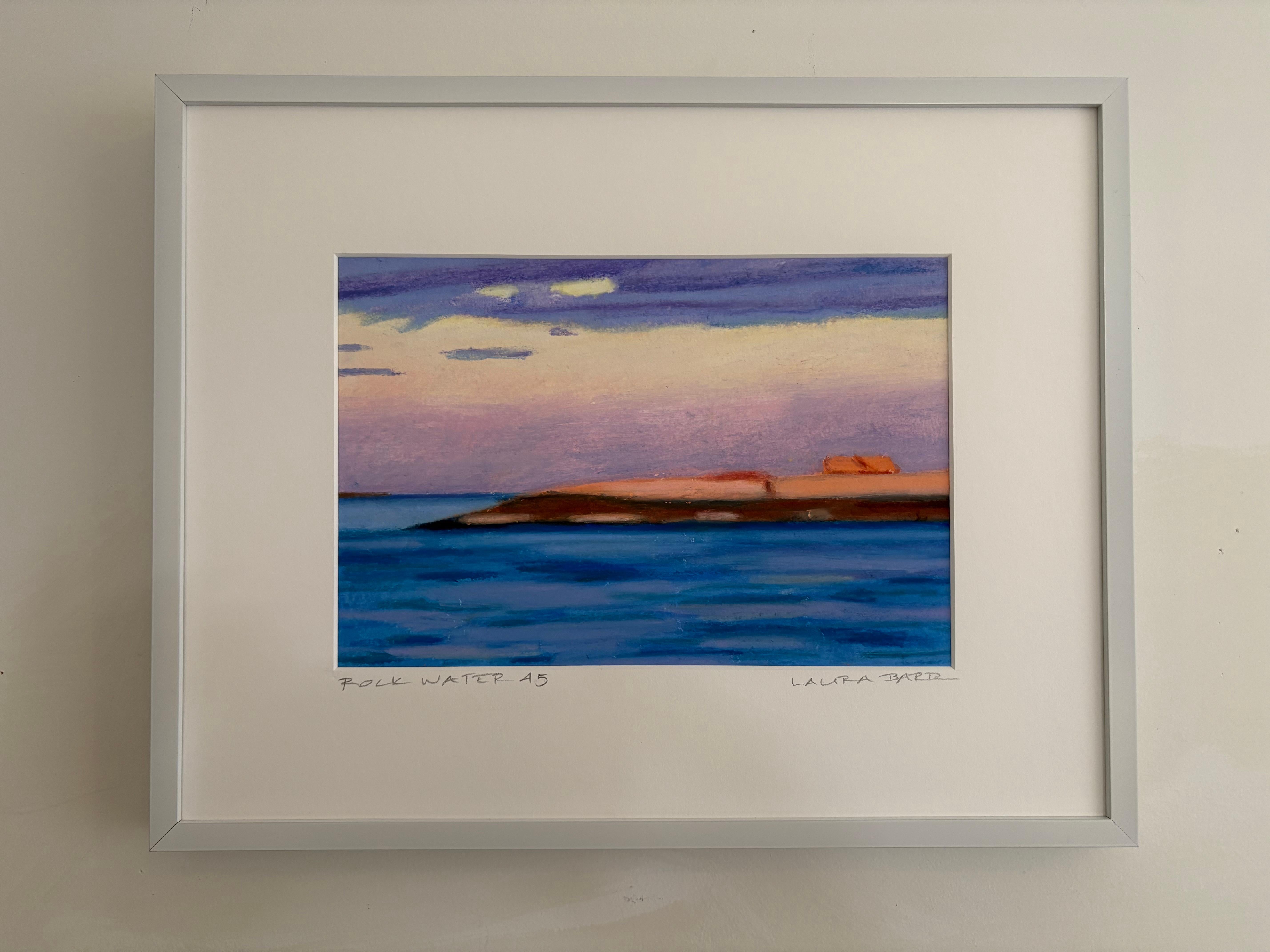 Rock Water 45 - Wolken Sonnenuntergang Himmel Wasser Insel Landschaft Pastellzeichnung, 2015 (Zeitgenössisch), Painting, von Laura Barr