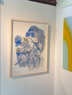 Dirty Fall - Blue Pink Botanical Flowers Pattern Drawing Shaped Paper, 2020