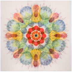 Watermill Pinwheel Five - Red Blue Green Yellow Geometric Flower Mandala, 2023